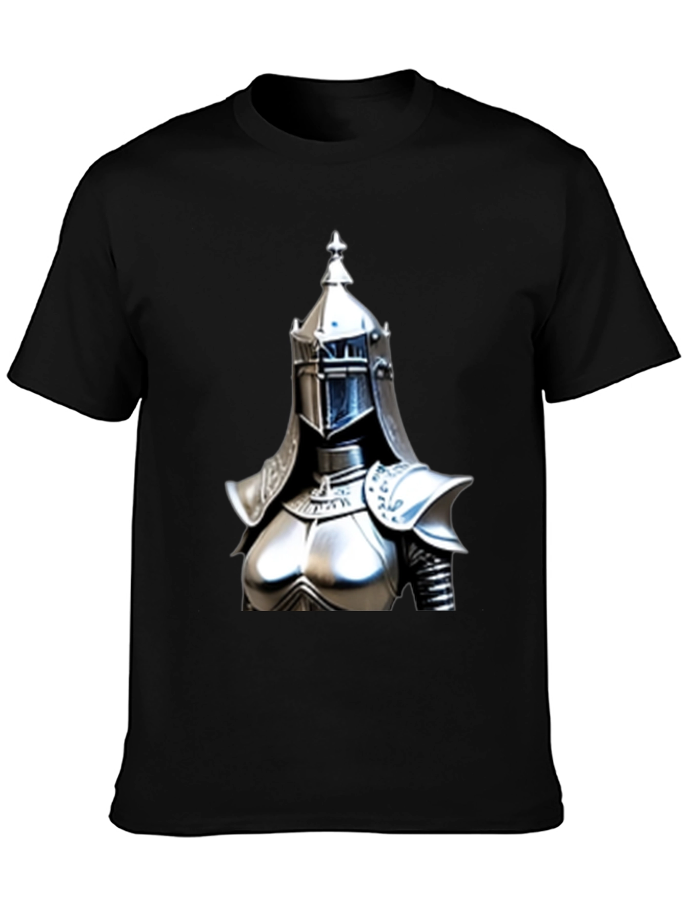 Knight Armor Graphic Tee - Black Cotton