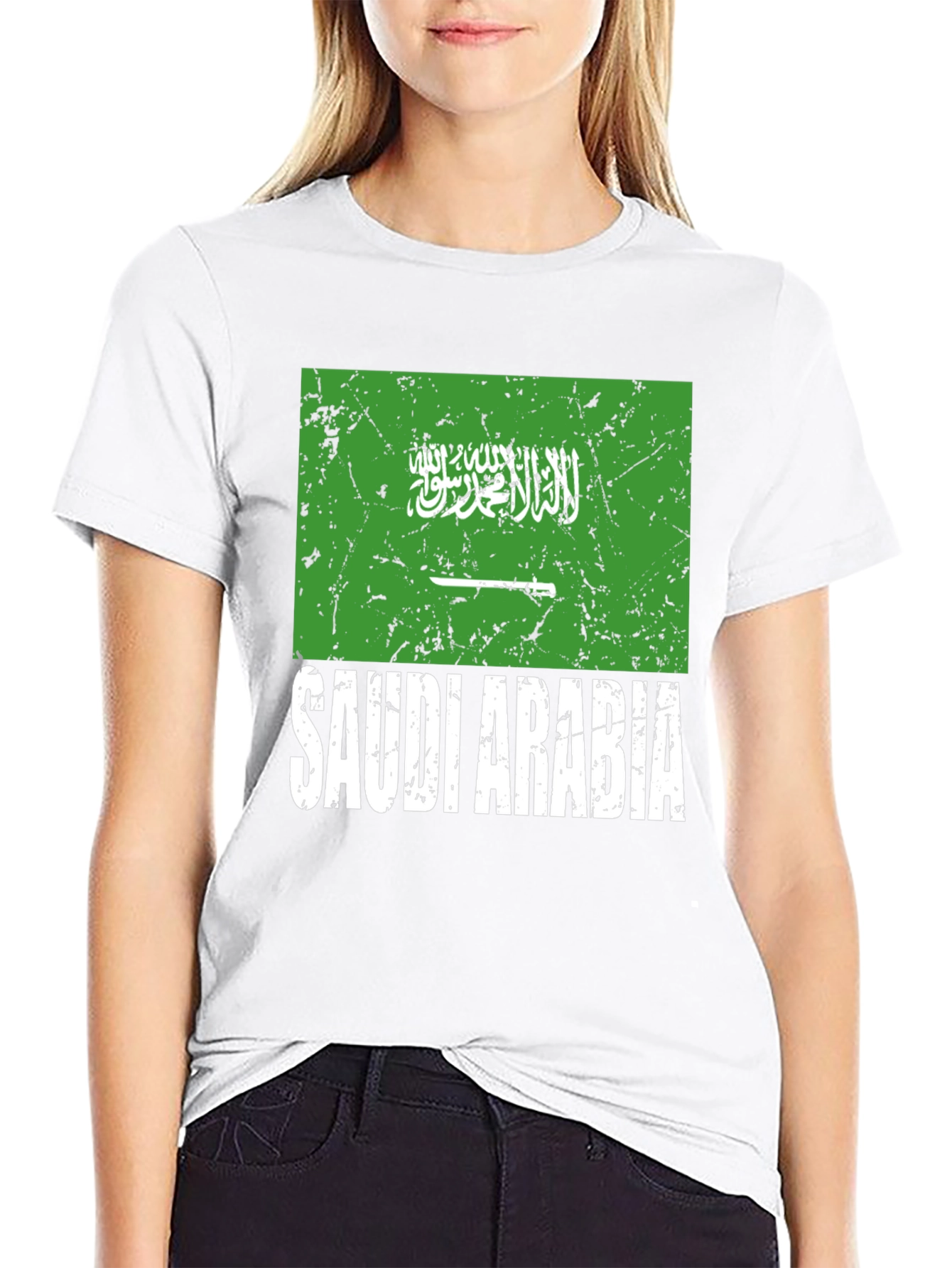 Saudi Arabia Flag T-Shirt Distressed Design
