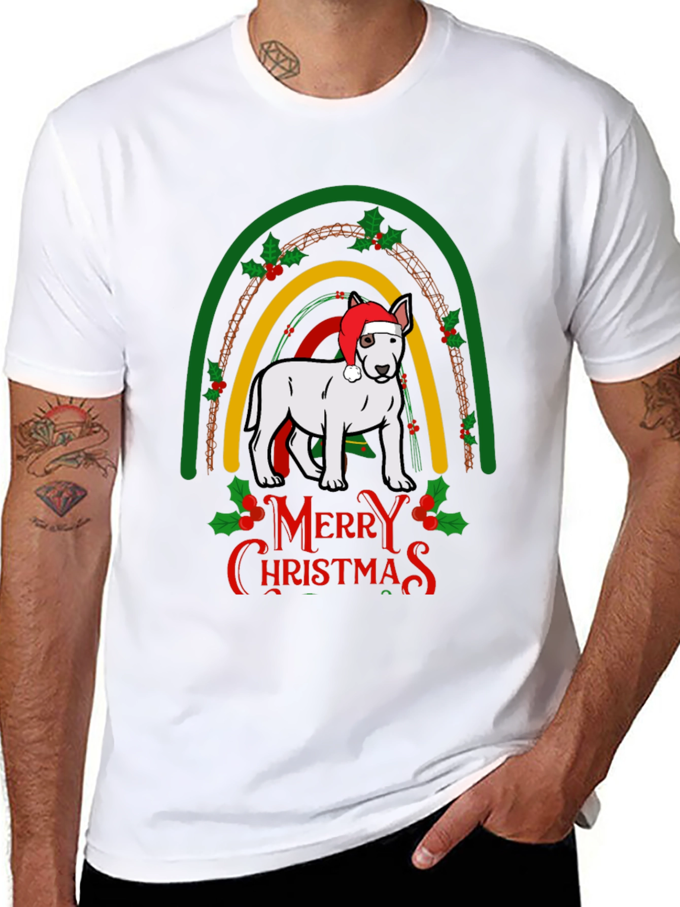 Merry Christmas Dog Rainbow T-Shirt