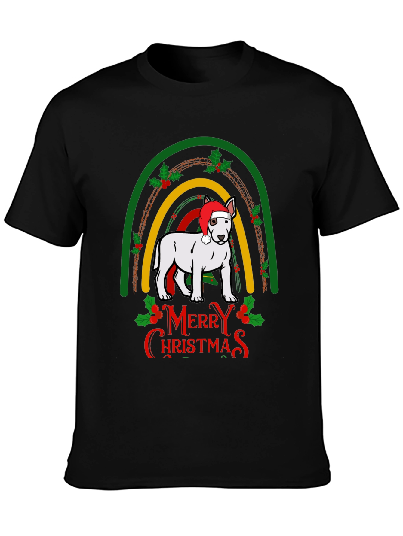 Merry Christmas Dog Rainbow T-Shirt
