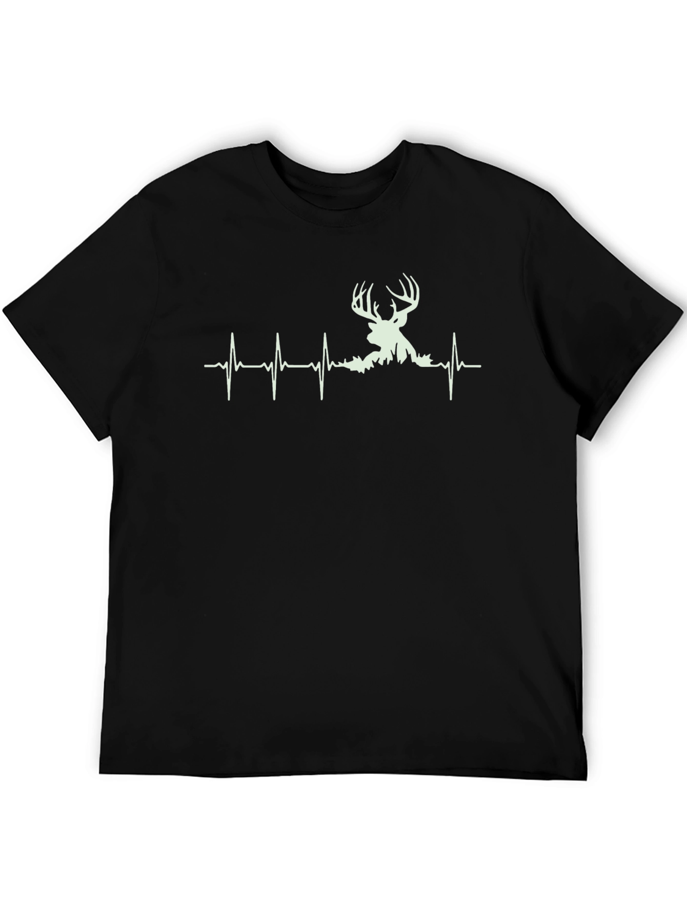 Deer Heartbeat Graphic Tee - Black Cotton Shirt