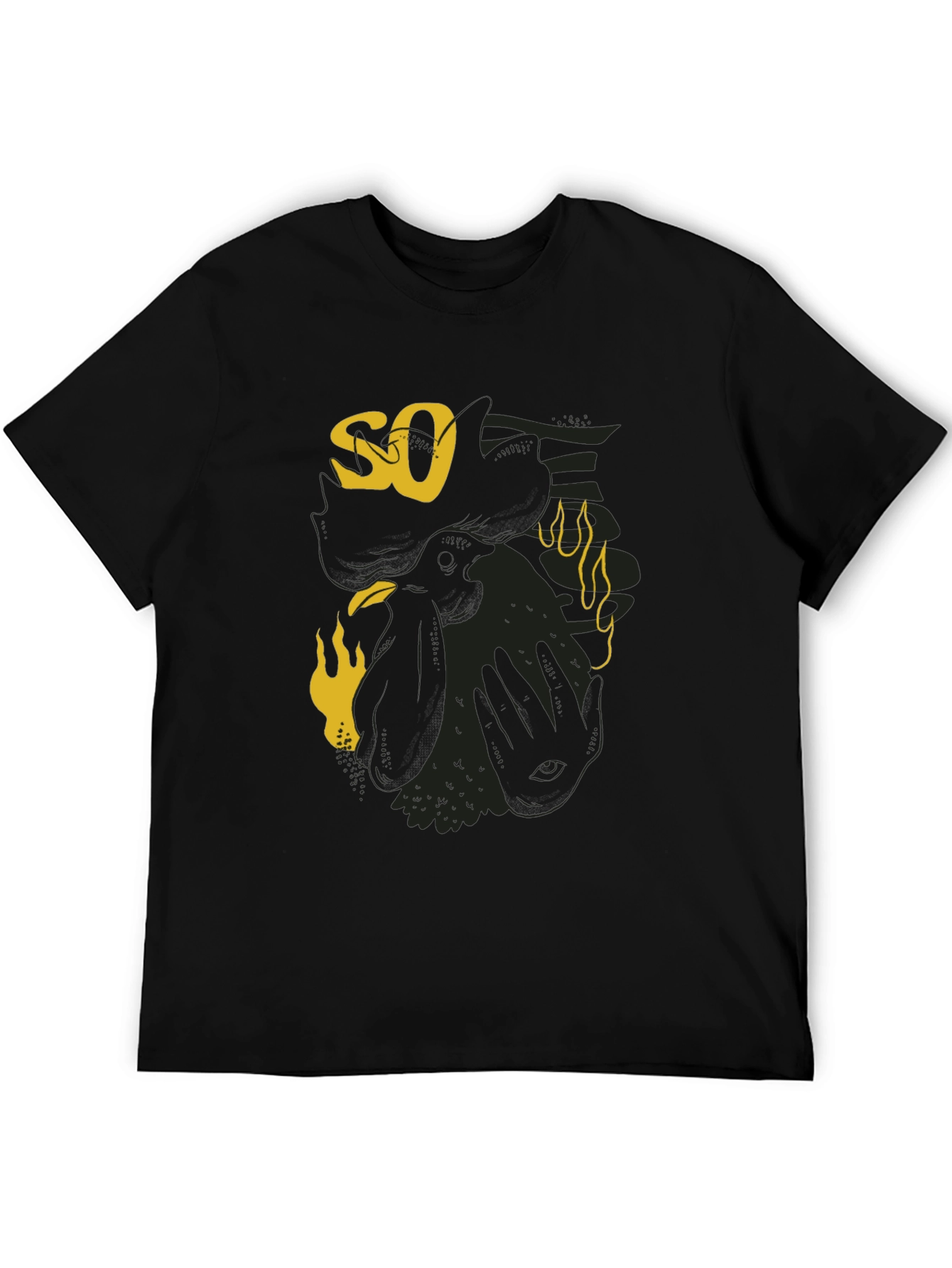 Graphic Print Mens Black Tee