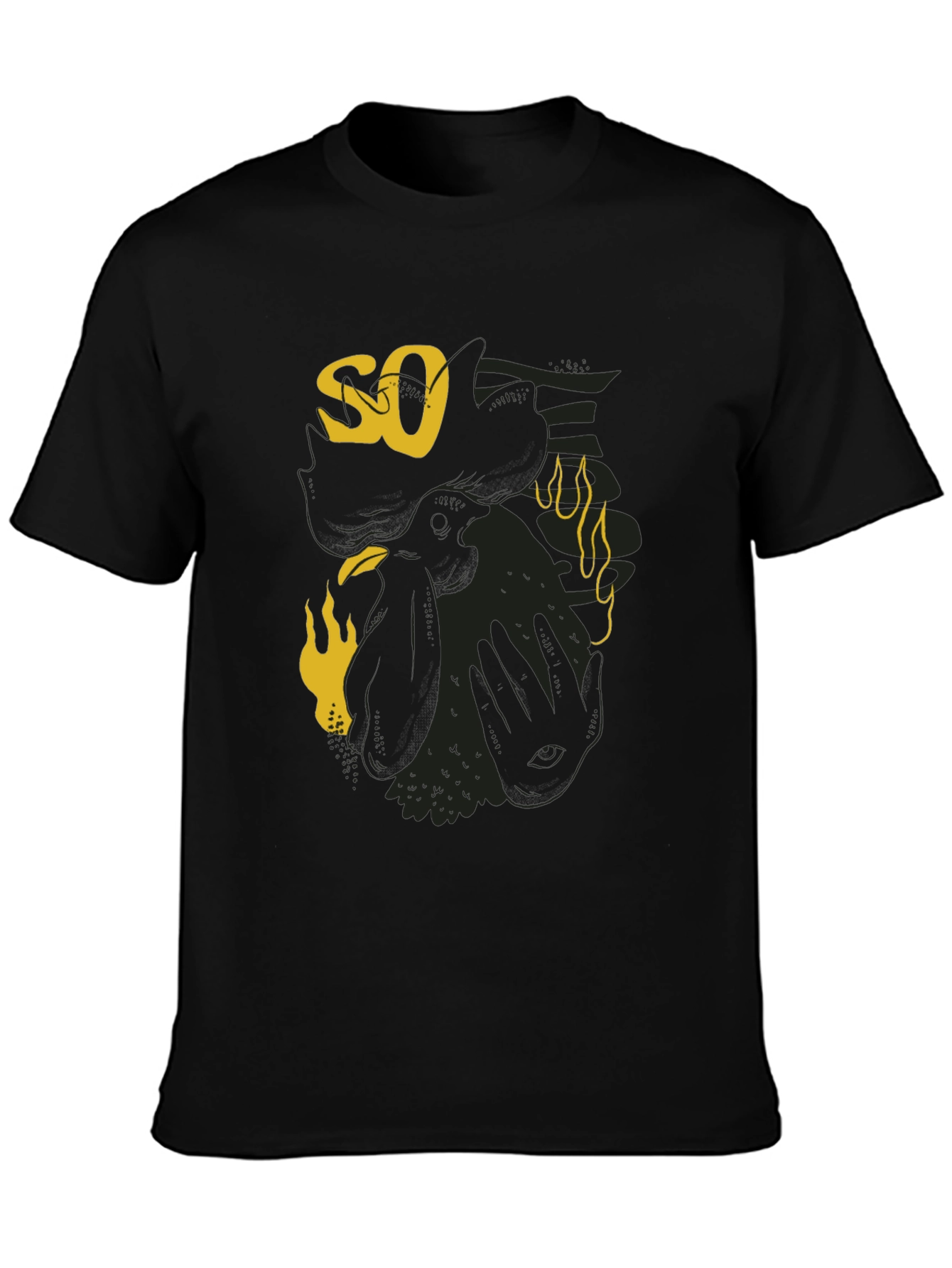 Graphic Print Mens Black Tee