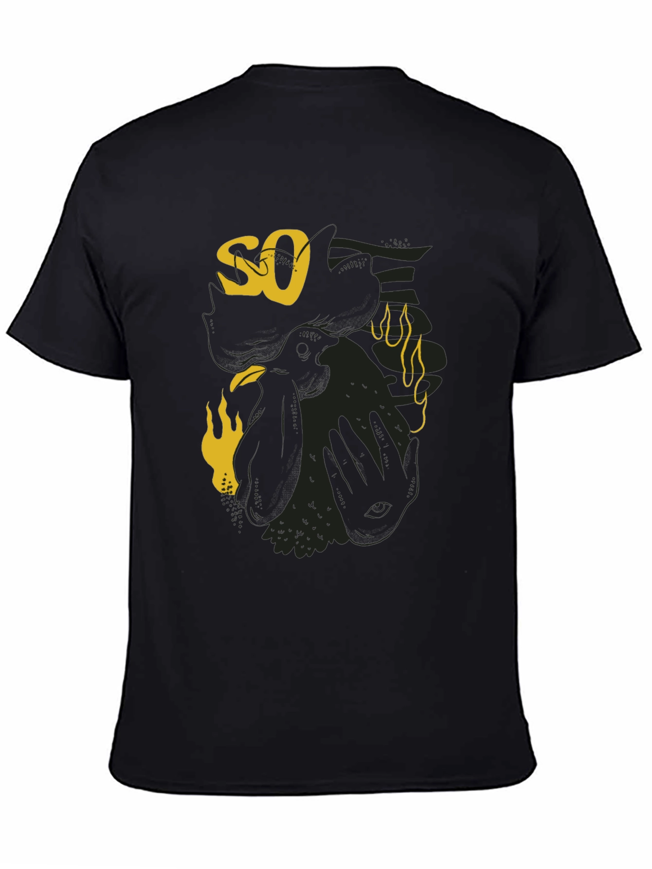 Graphic Print Mens Black Tee