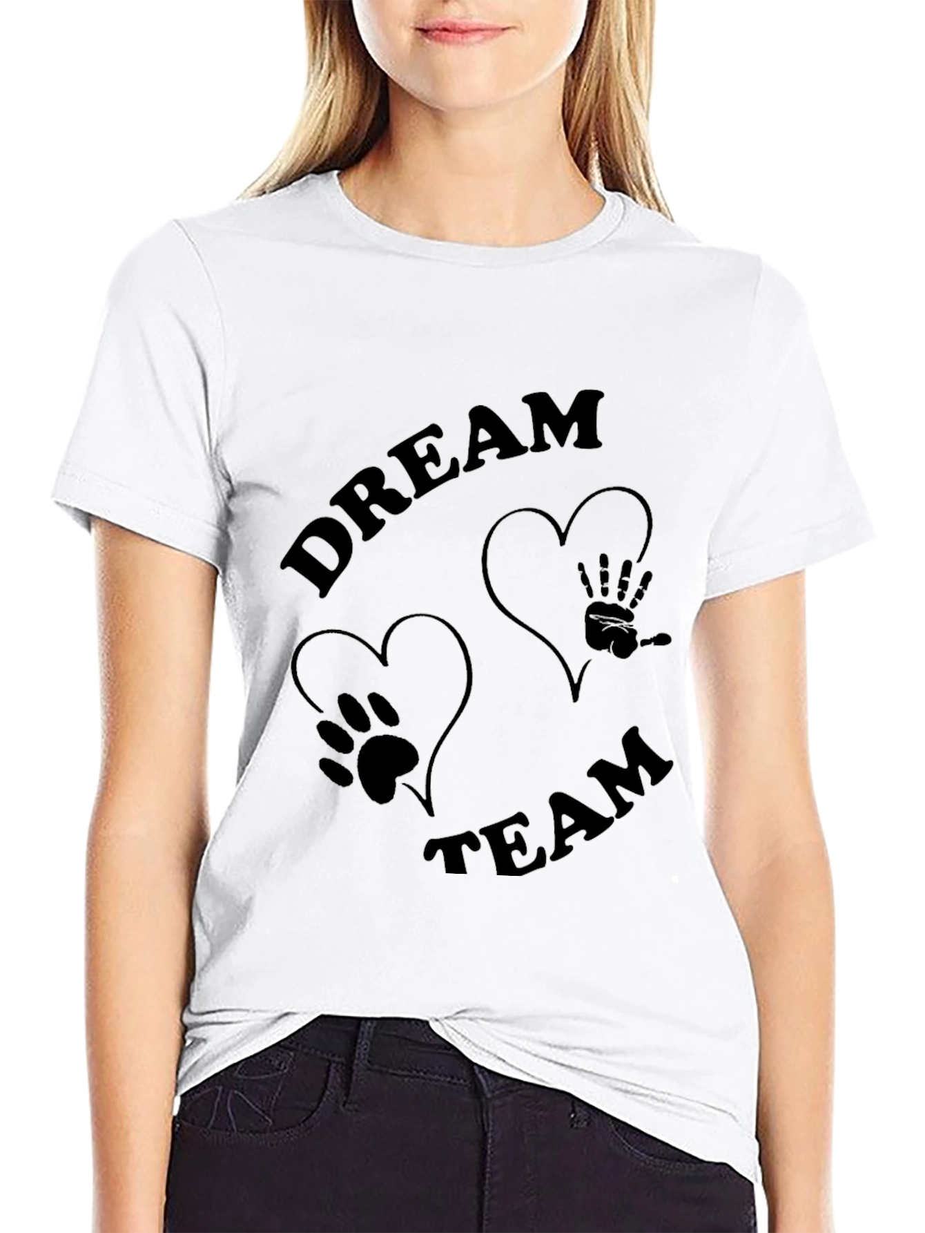 Dream Team T-Shirt: Paw Print & Hand Graphic