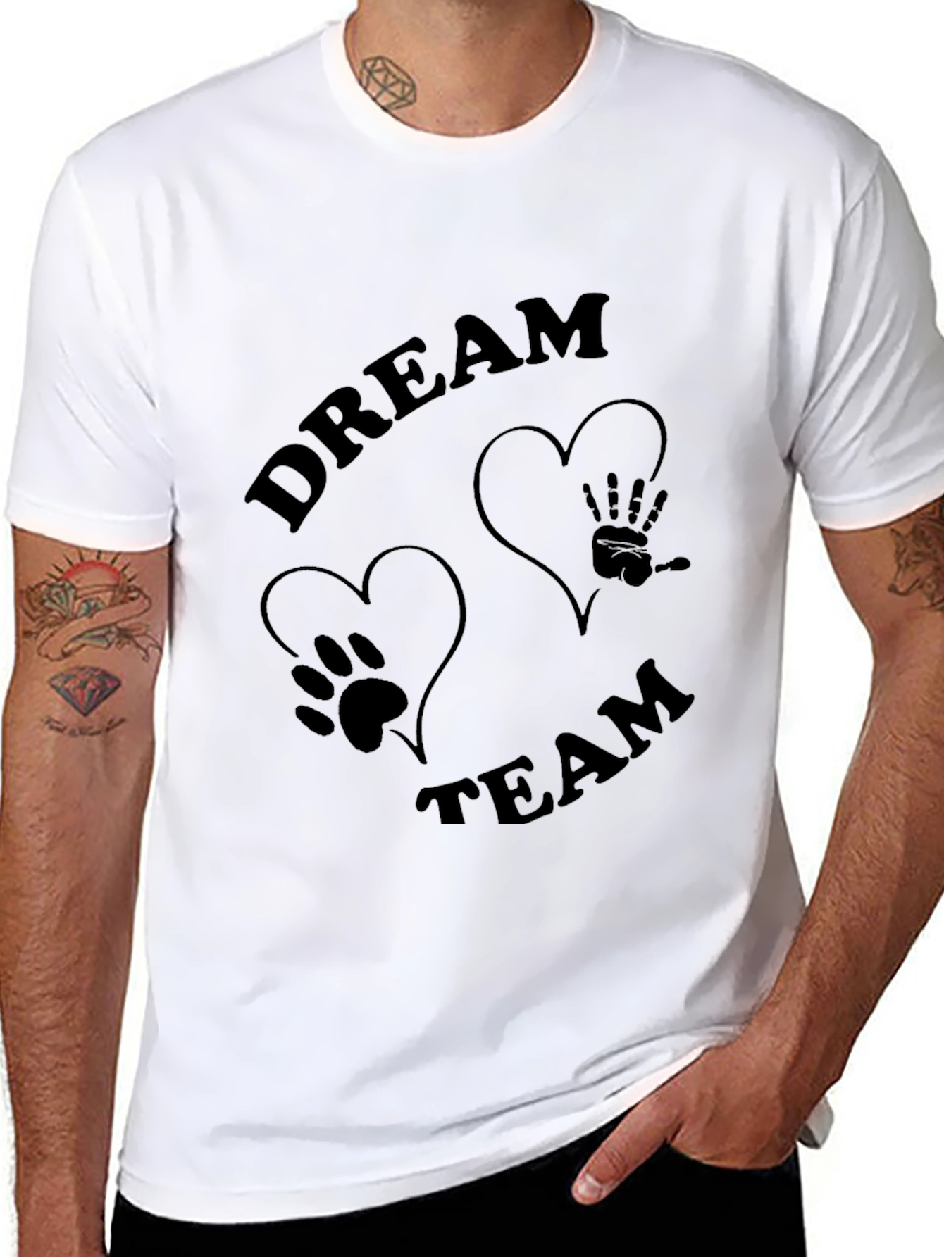 Dream Team T-Shirt: Paw Print & Hand Graphic