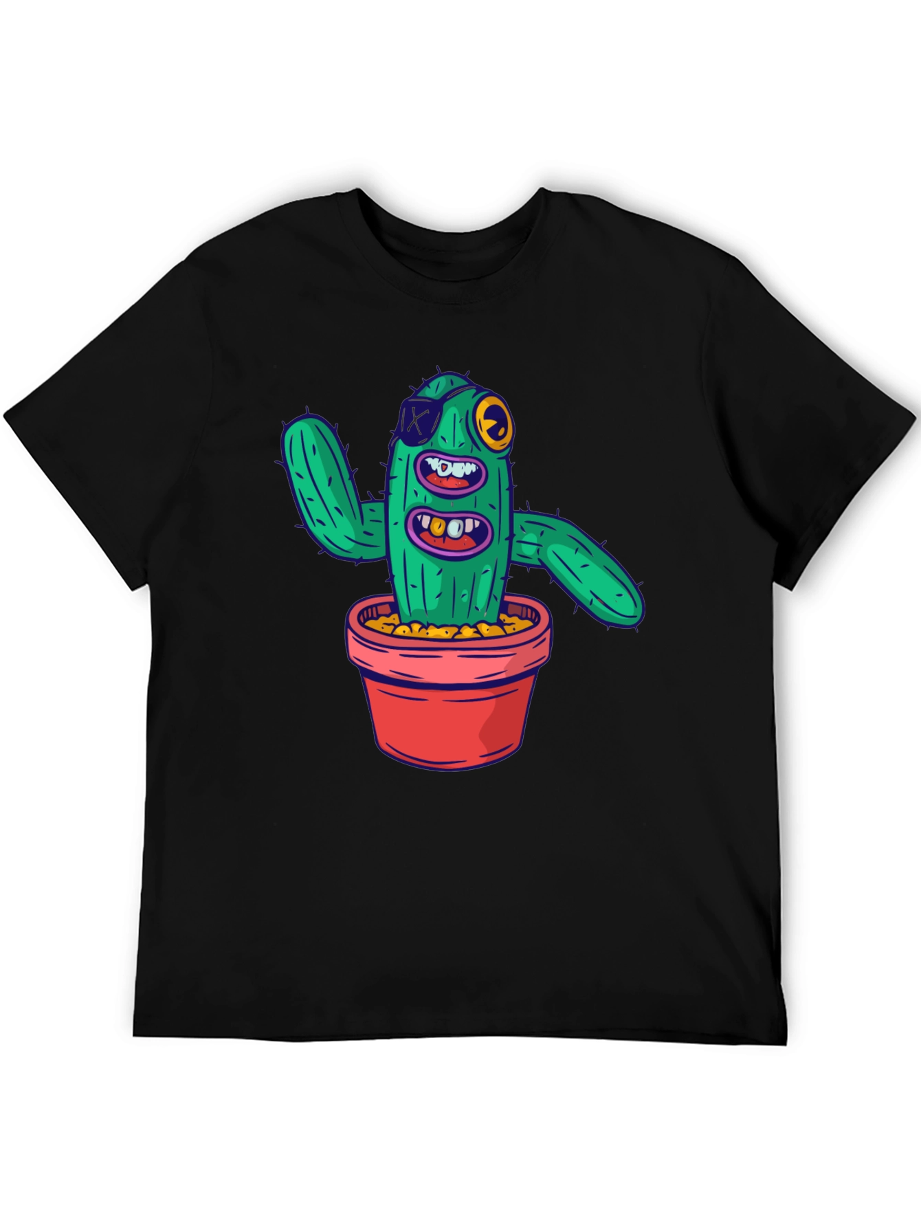 Funny Cactus Graphic T-Shirt - Mens Black Tee