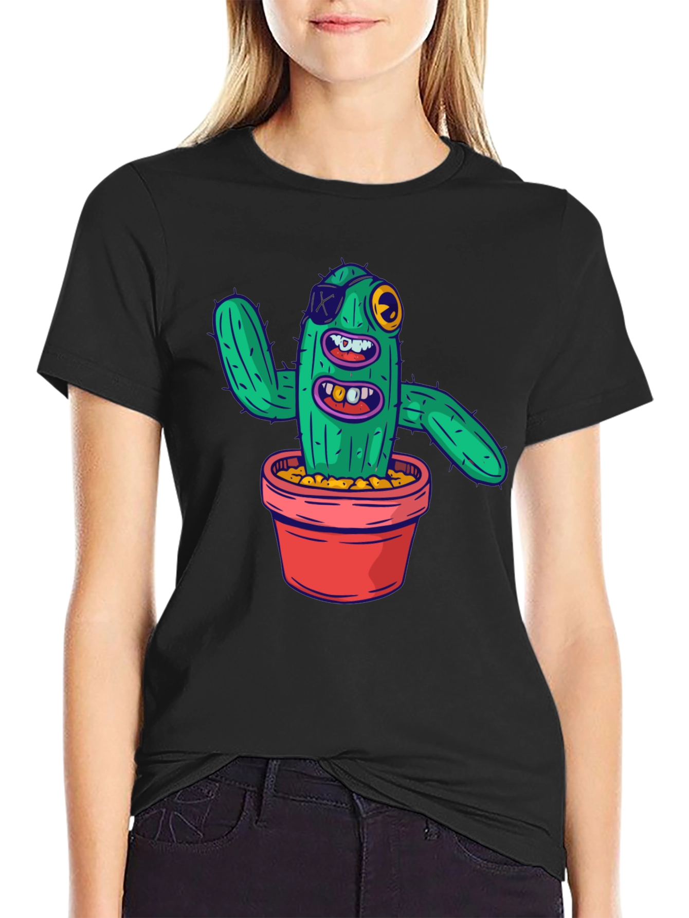 Funny Cactus Graphic T-Shirt - Mens Black Tee