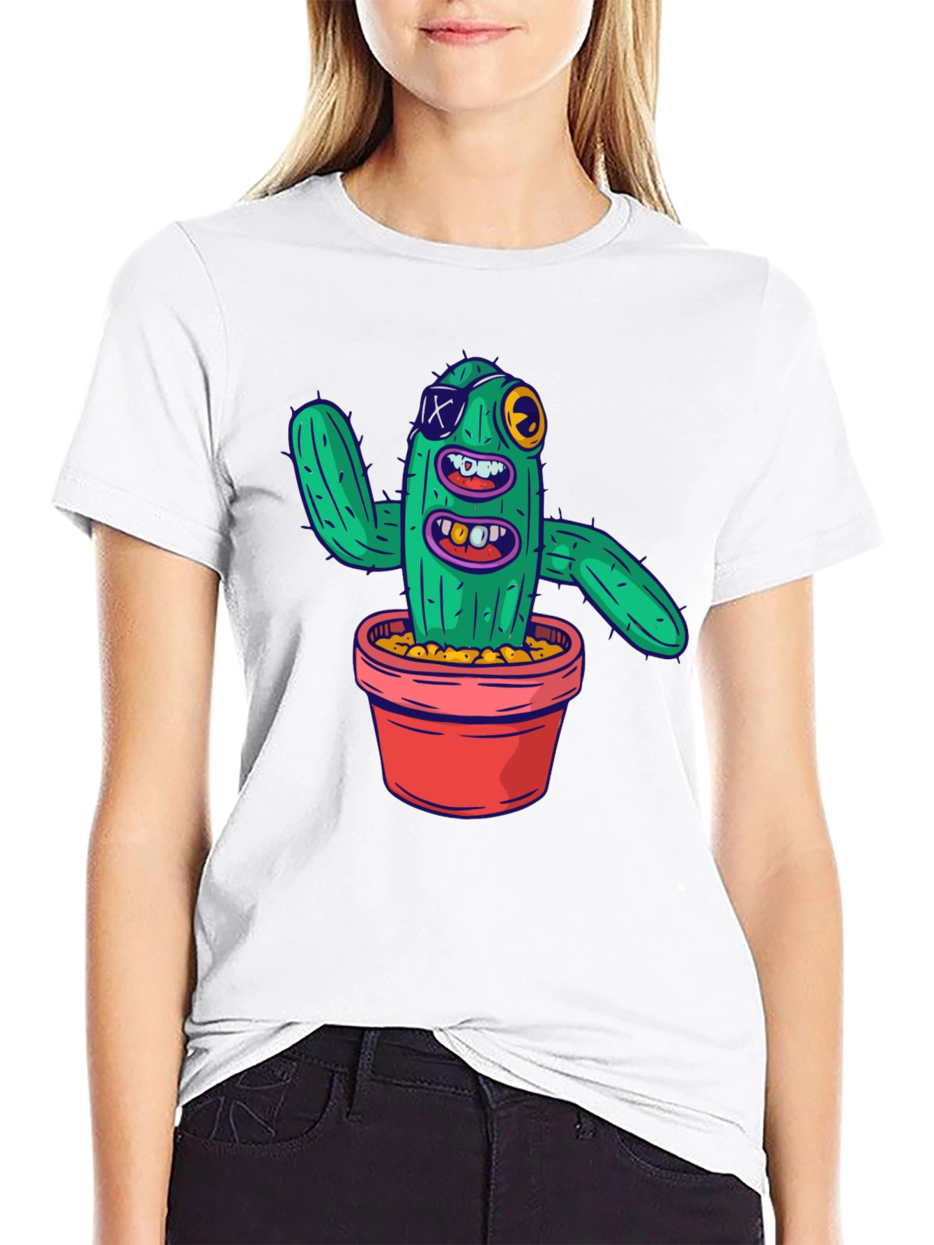 Funny Cactus Graphic T-Shirt - Mens Black Tee