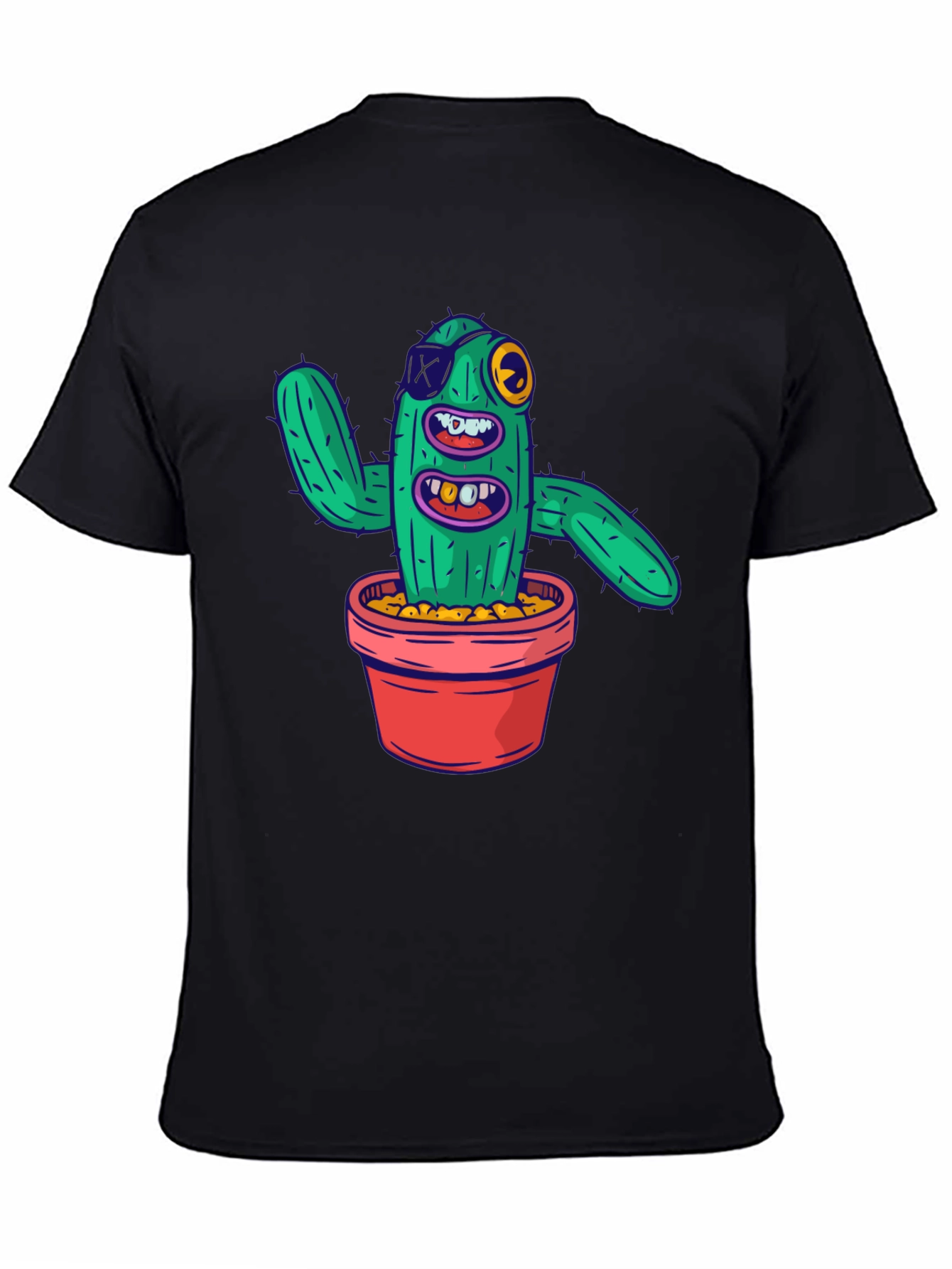 Funny Cactus Graphic T-Shirt - Mens Black Tee