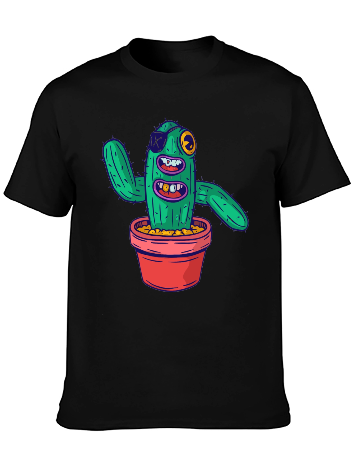 Funny Cactus Graphic T-Shirt - Mens Black Tee