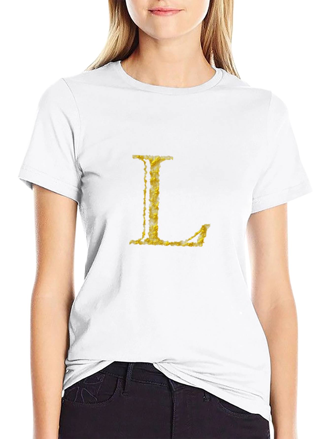 Gold Letter L Black T-Shirt