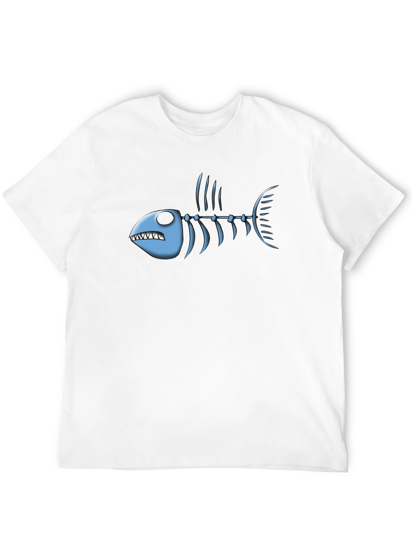 Fish Bone Graphic Tee - Black Cotton T-Shirt