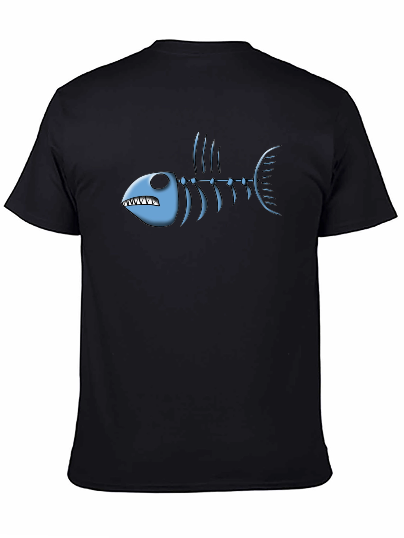 Fish Bone Graphic Tee - Black Cotton T-Shirt