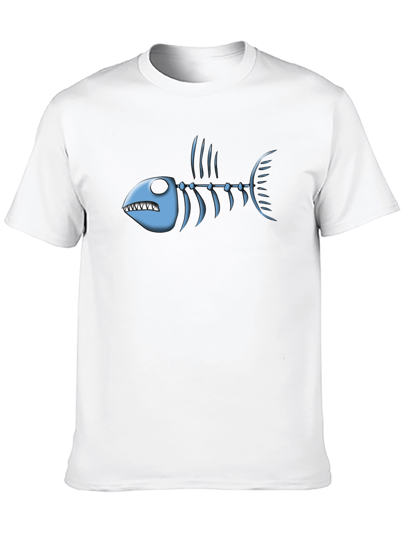 Fish Bone Graphic Tee - Black Cotton T-Shirt