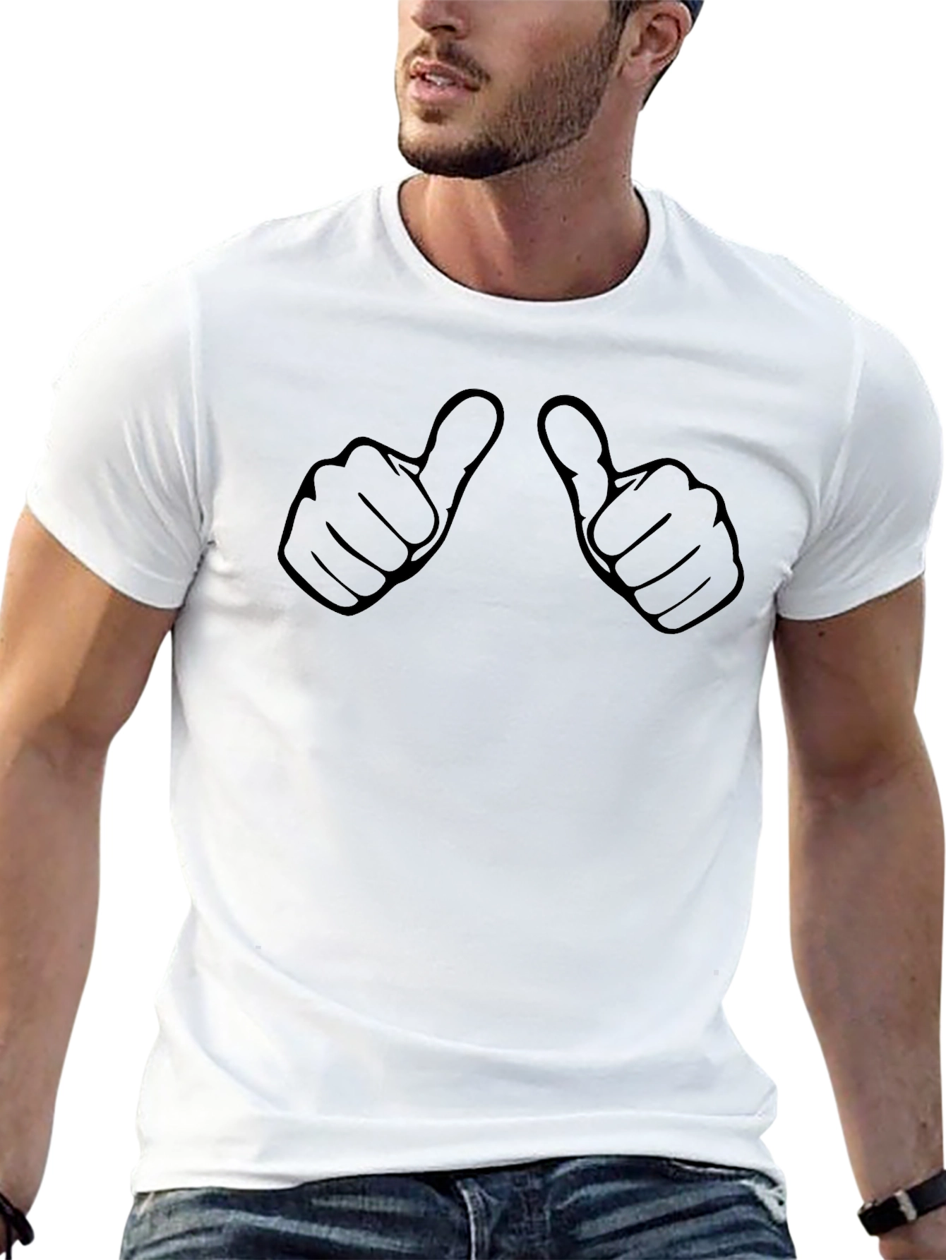 Thumbs Up Graphic Tee - Black Casual Shirt