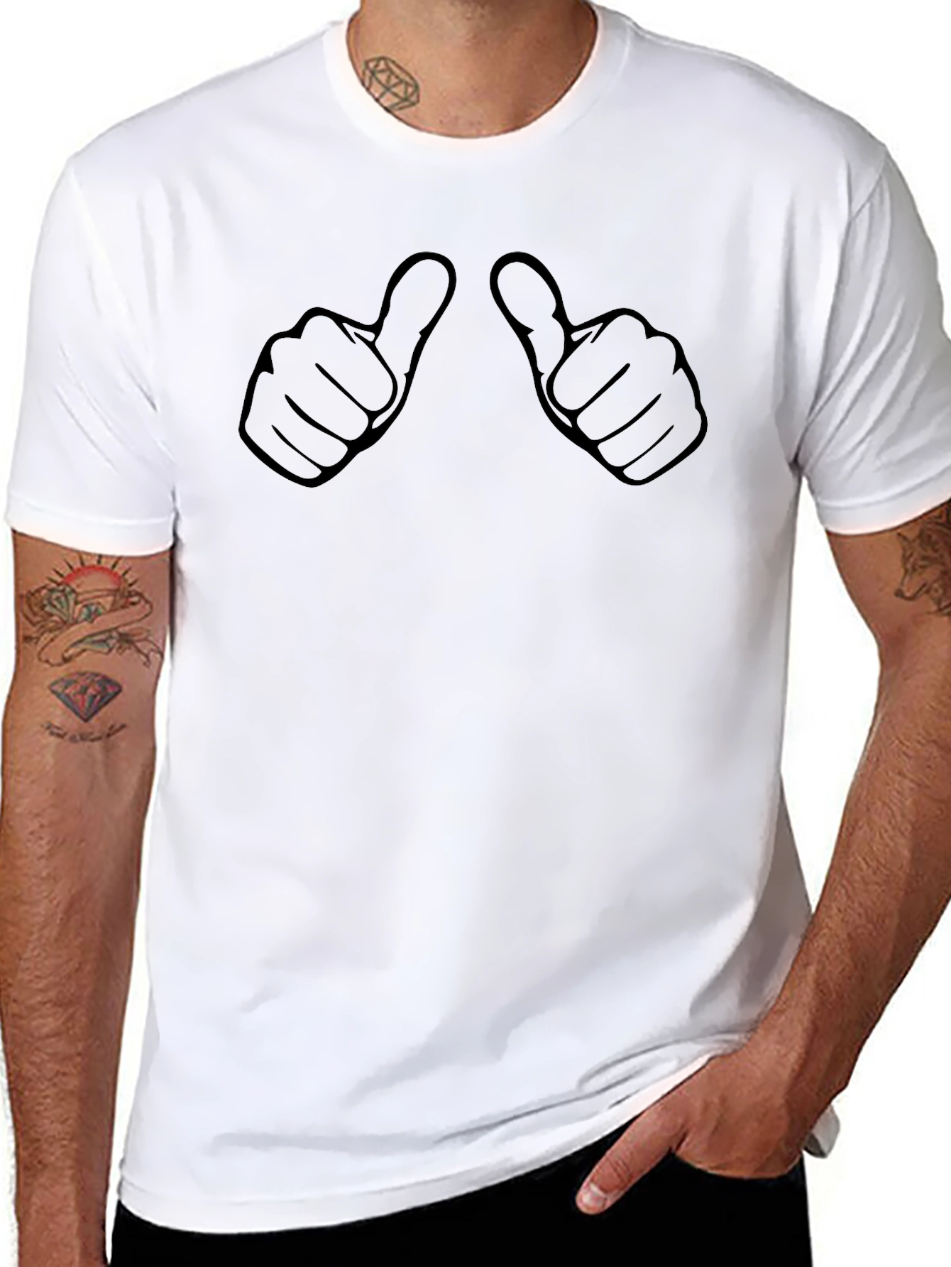 Thumbs Up Graphic Tee - Black Casual Shirt