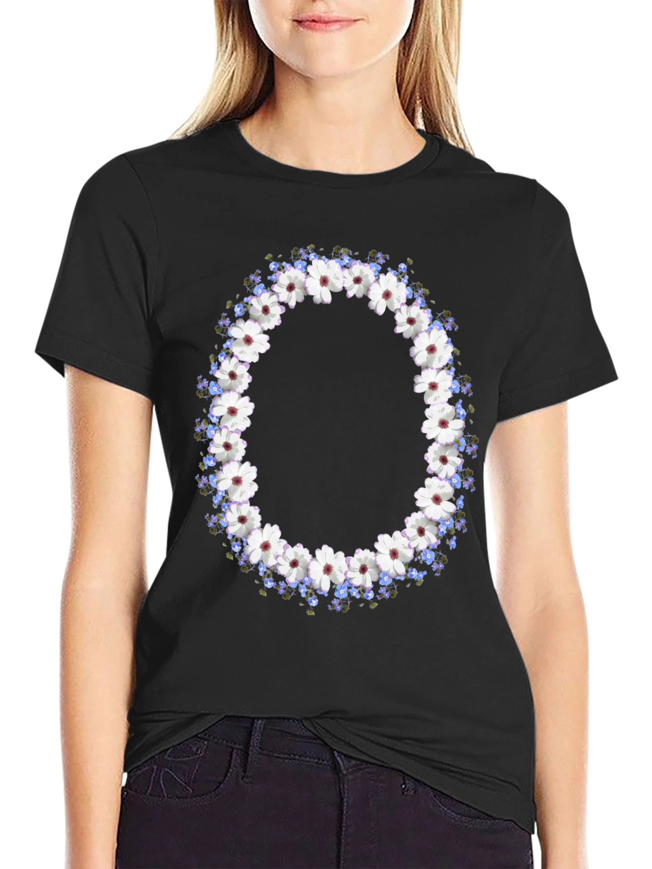 Floral Wreath Graphic T-Shirt