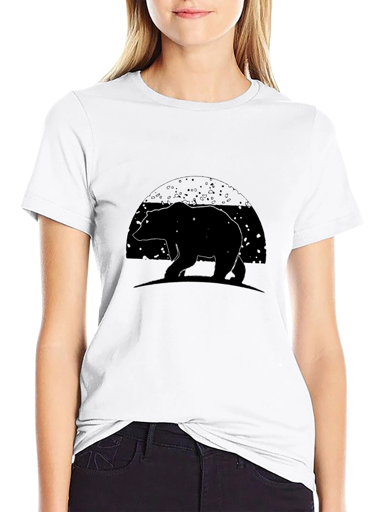Bear Silhouette Graphic Tee - Black