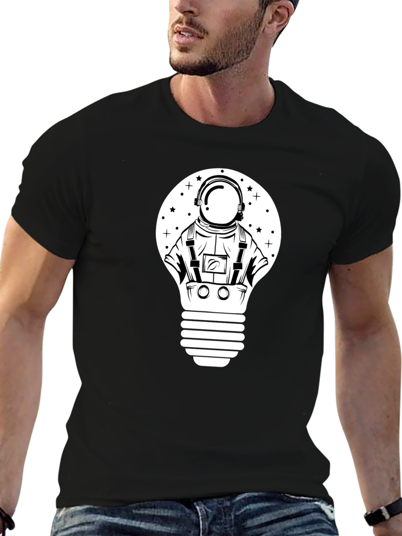 Astronaut Lightbulb Graphic Tee - Black