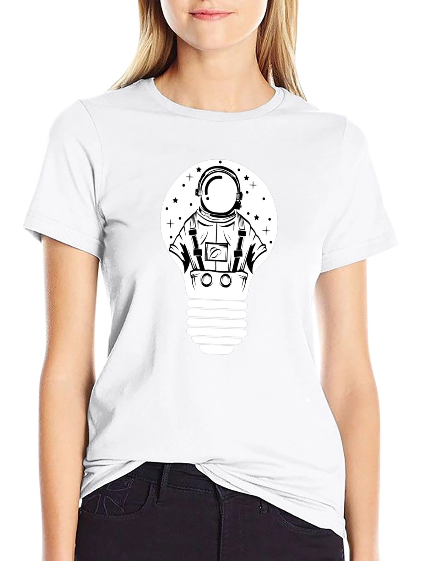 Astronaut Lightbulb Graphic Tee - Black