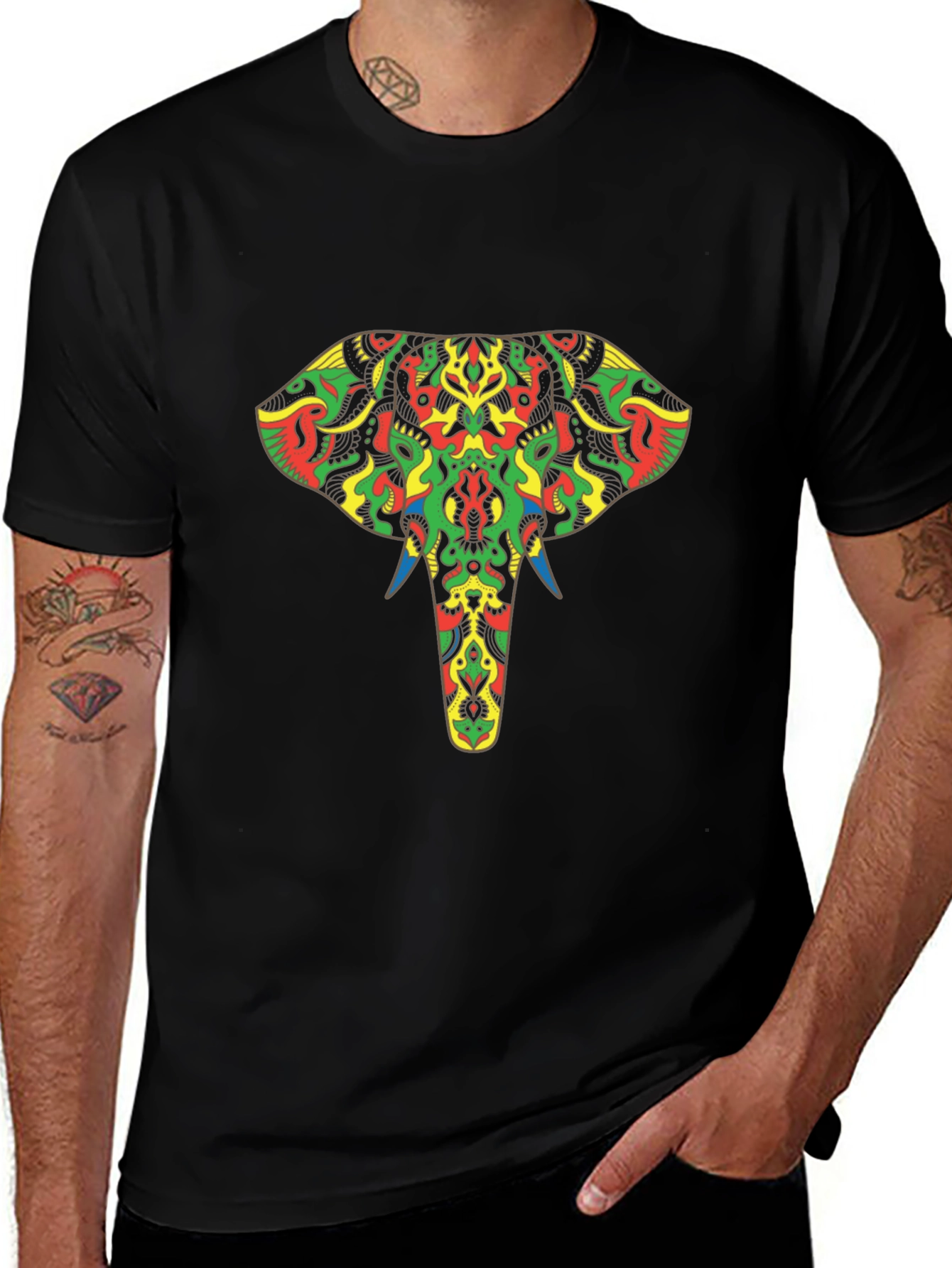 Elephant Head Graphic Tee - Bold African Print