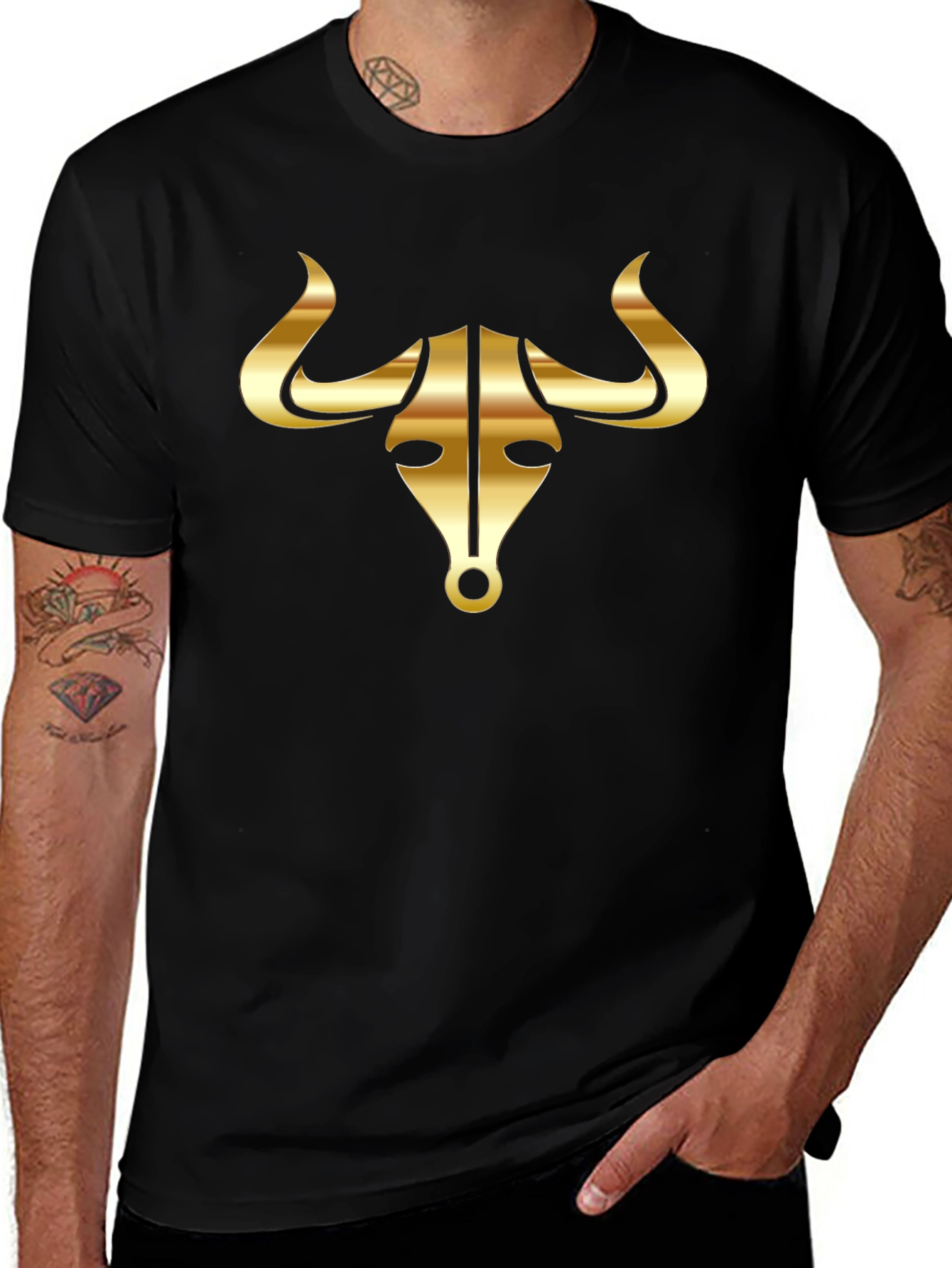Gold Bull Graphic Black T-Shirt