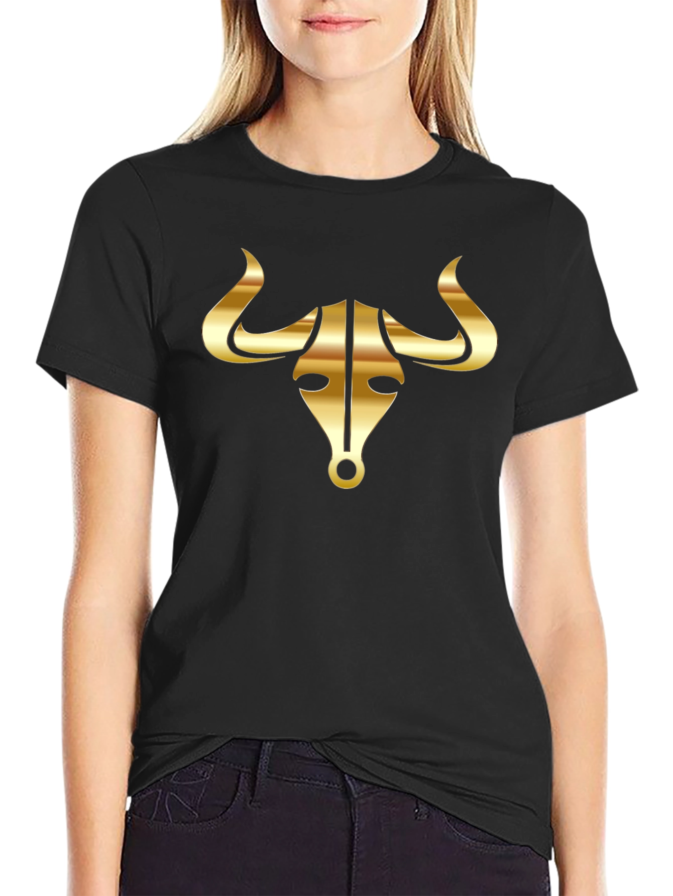Gold Bull Graphic Black T-Shirt