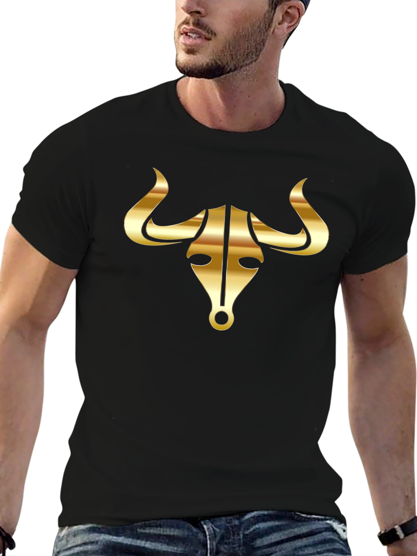 Gold Bull Graphic Black T-Shirt