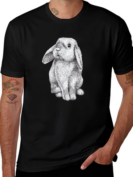 Cute Bunny Graphic Tee - Black Cotton Comfort