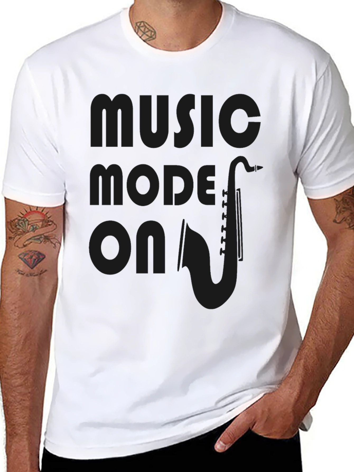 Music Mode On T-Shirt - Saxophone Design