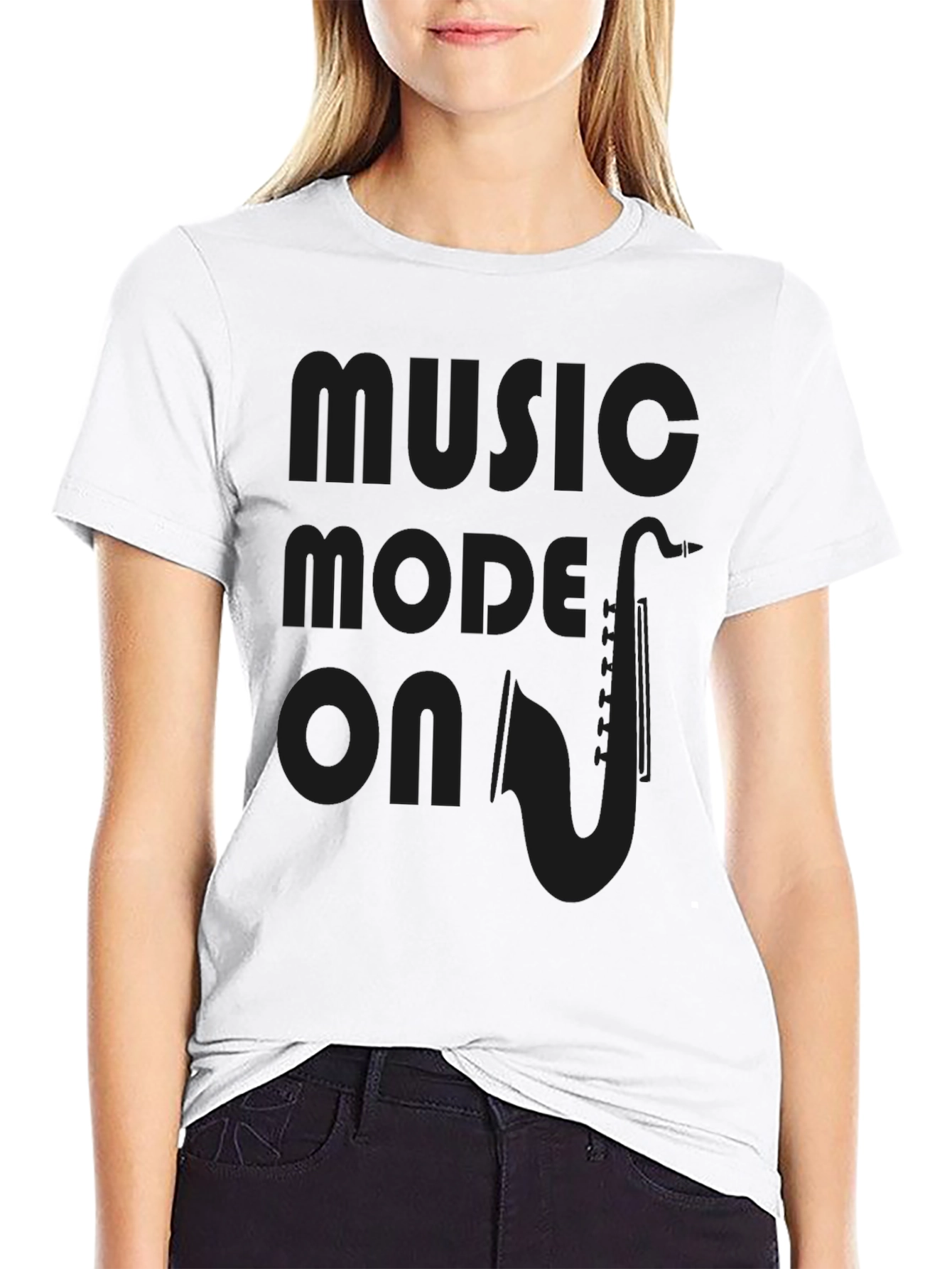 Music Mode On T-Shirt - Saxophone Design