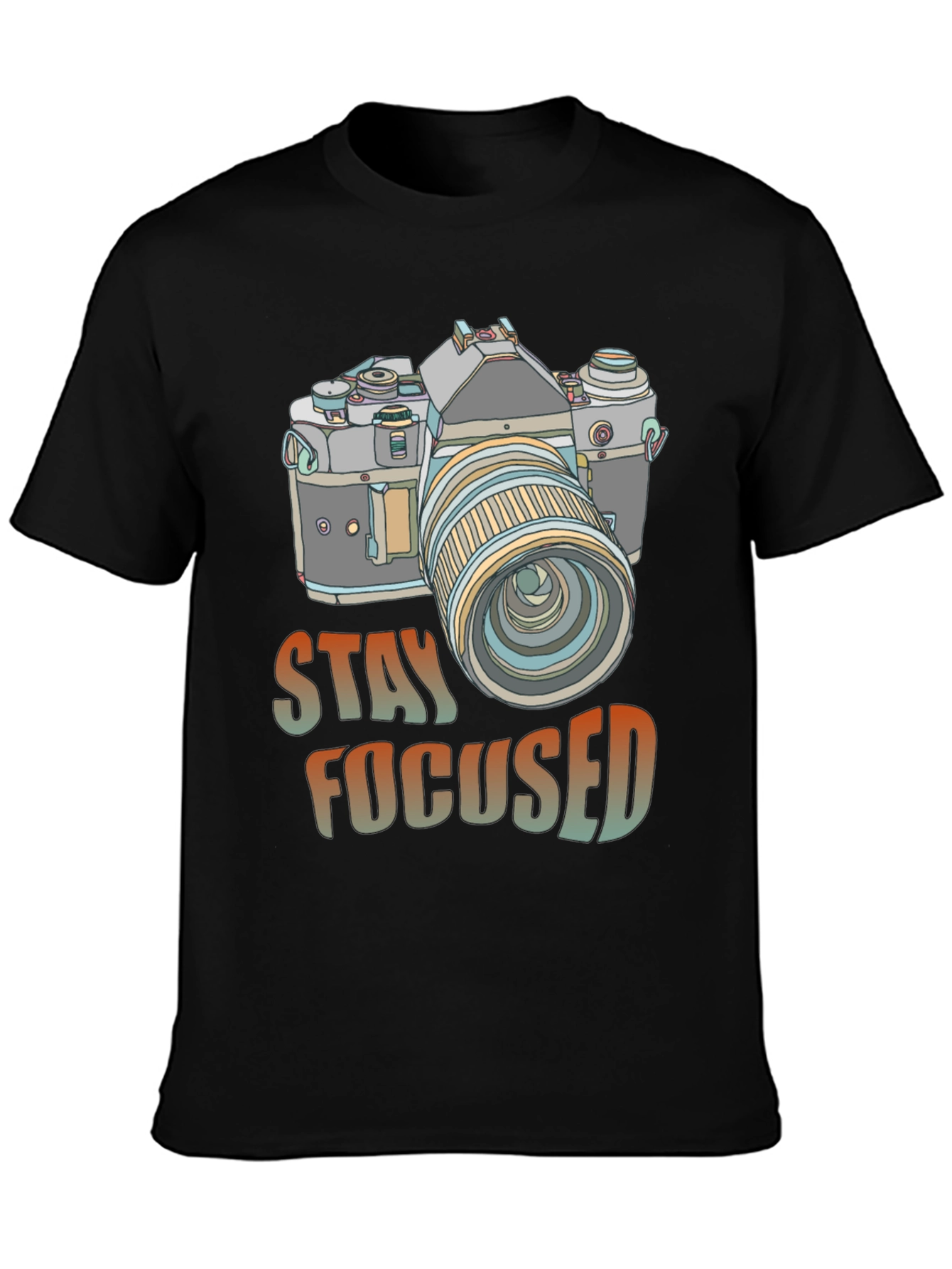 Stay Focused Camera Graphic Tee - Black