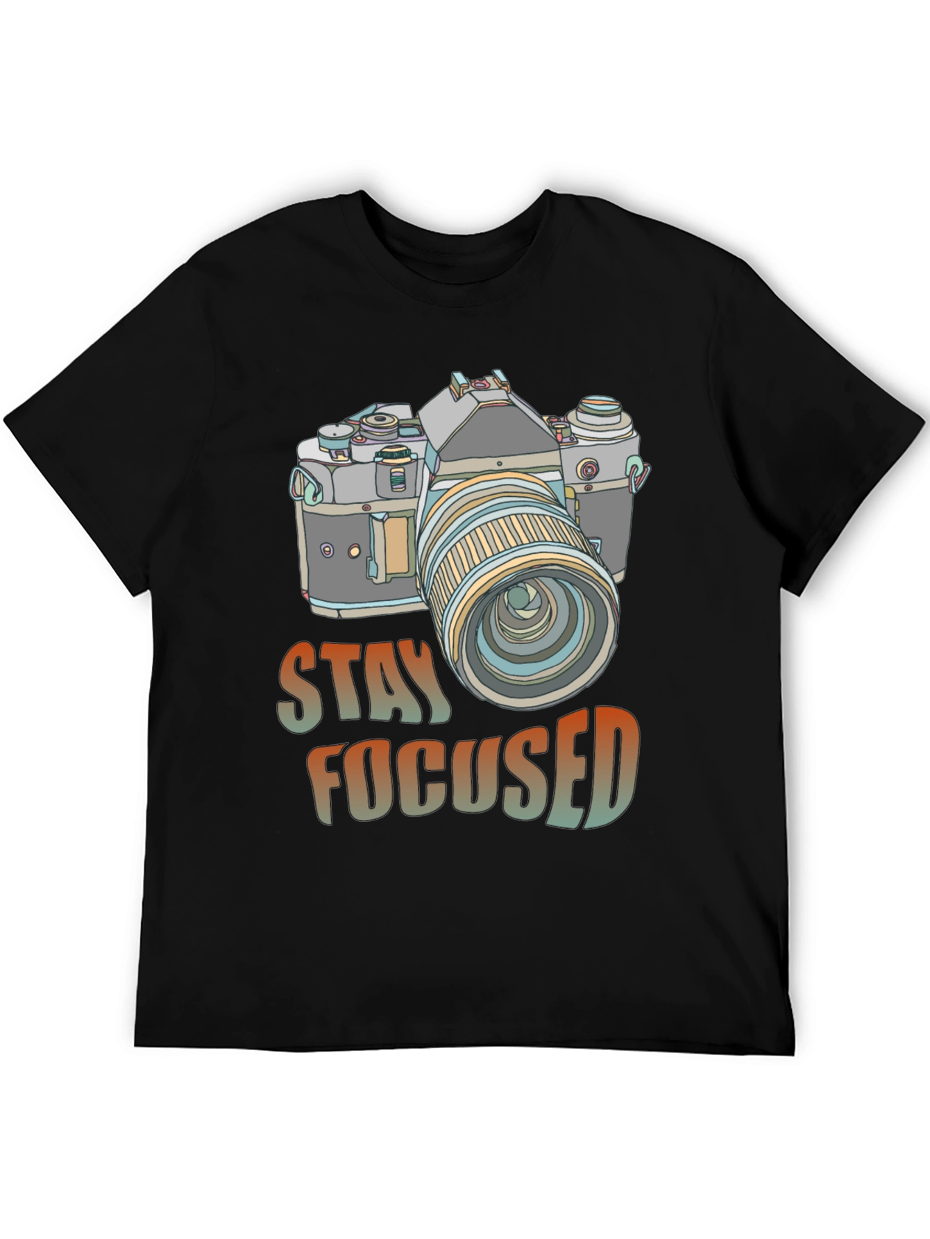 Stay Focused Camera Graphic Tee - Black
