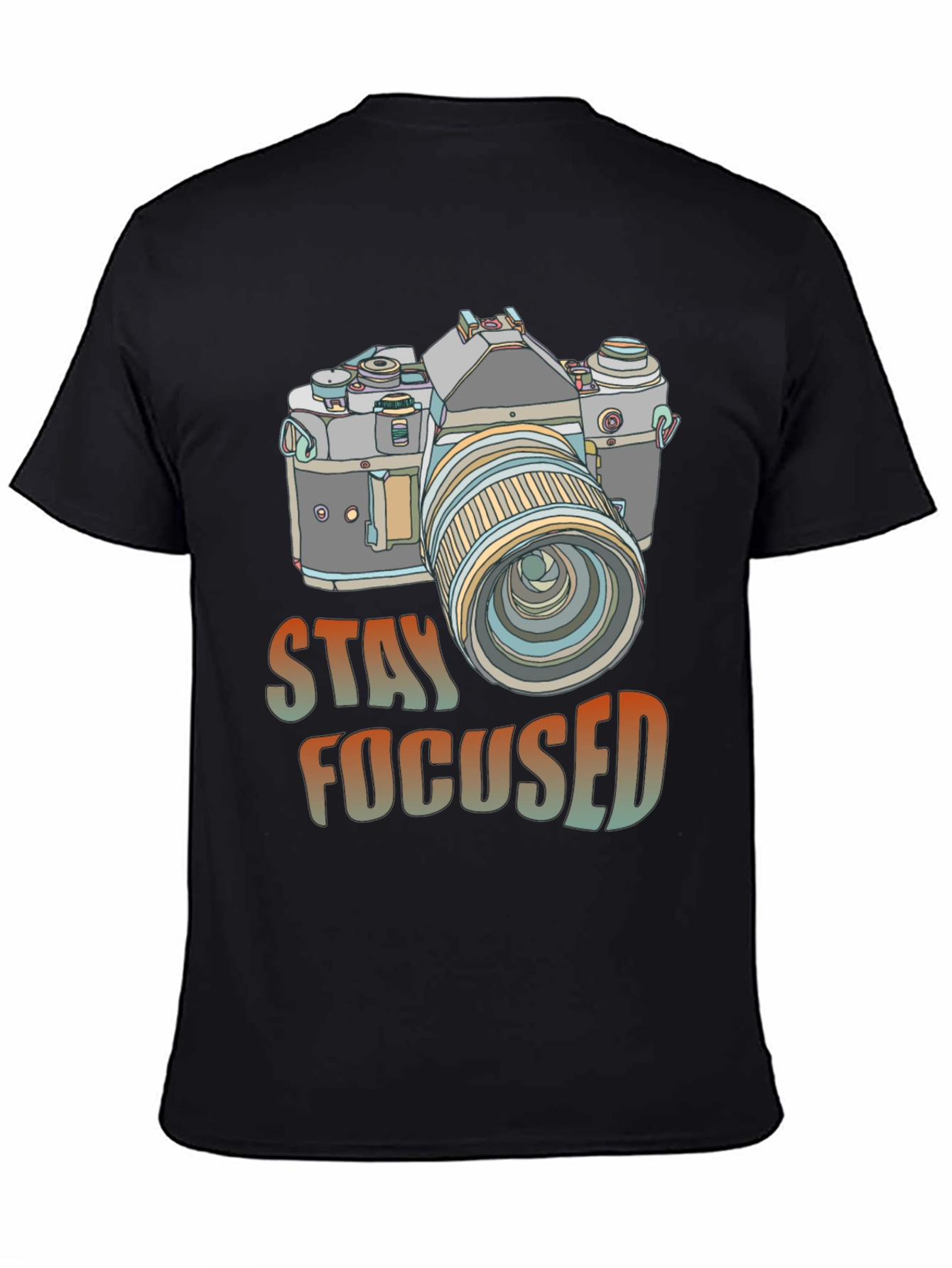 Stay Focused Camera Graphic Tee - Black