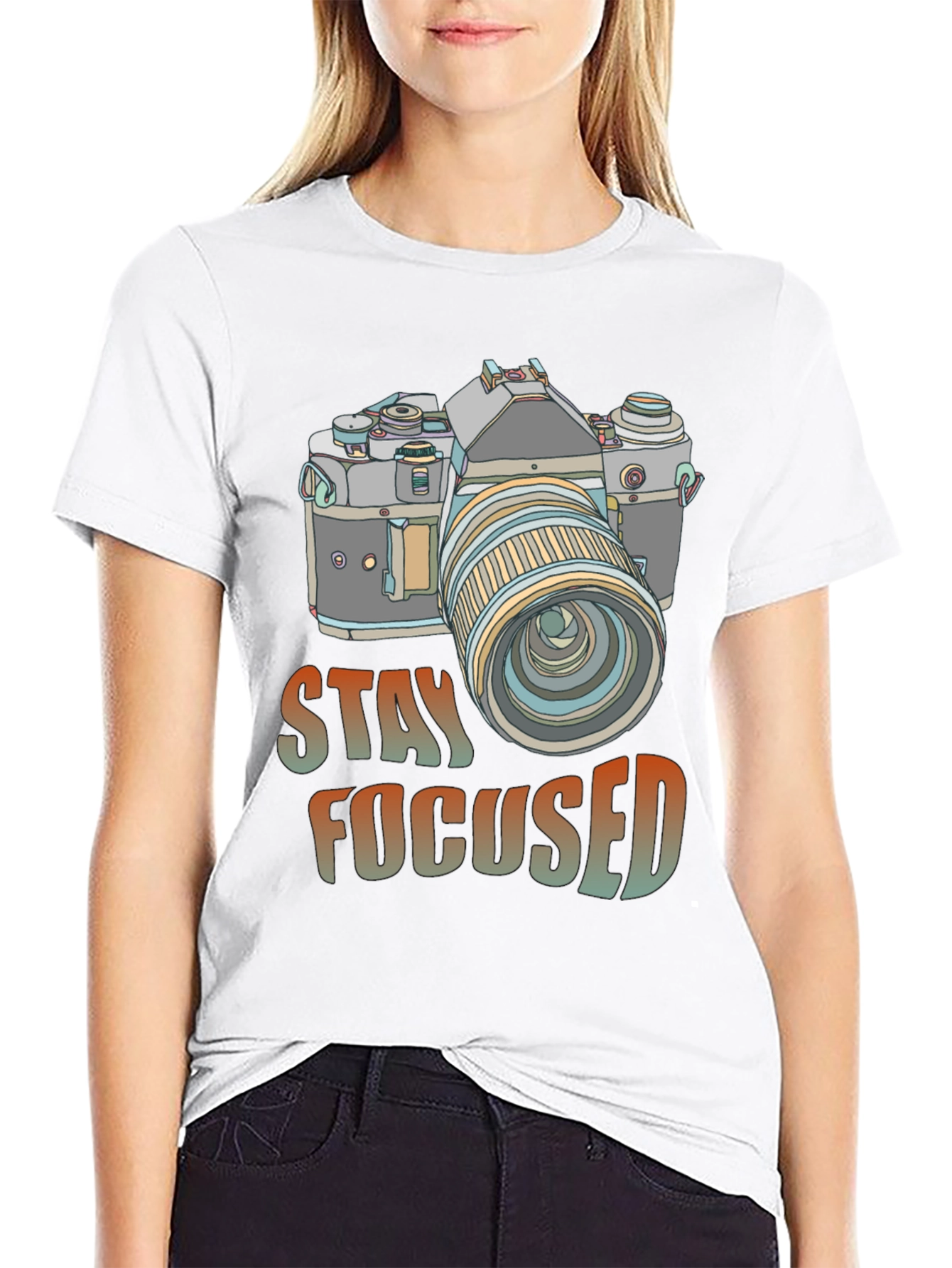 Stay Focused Camera Graphic Tee - Black