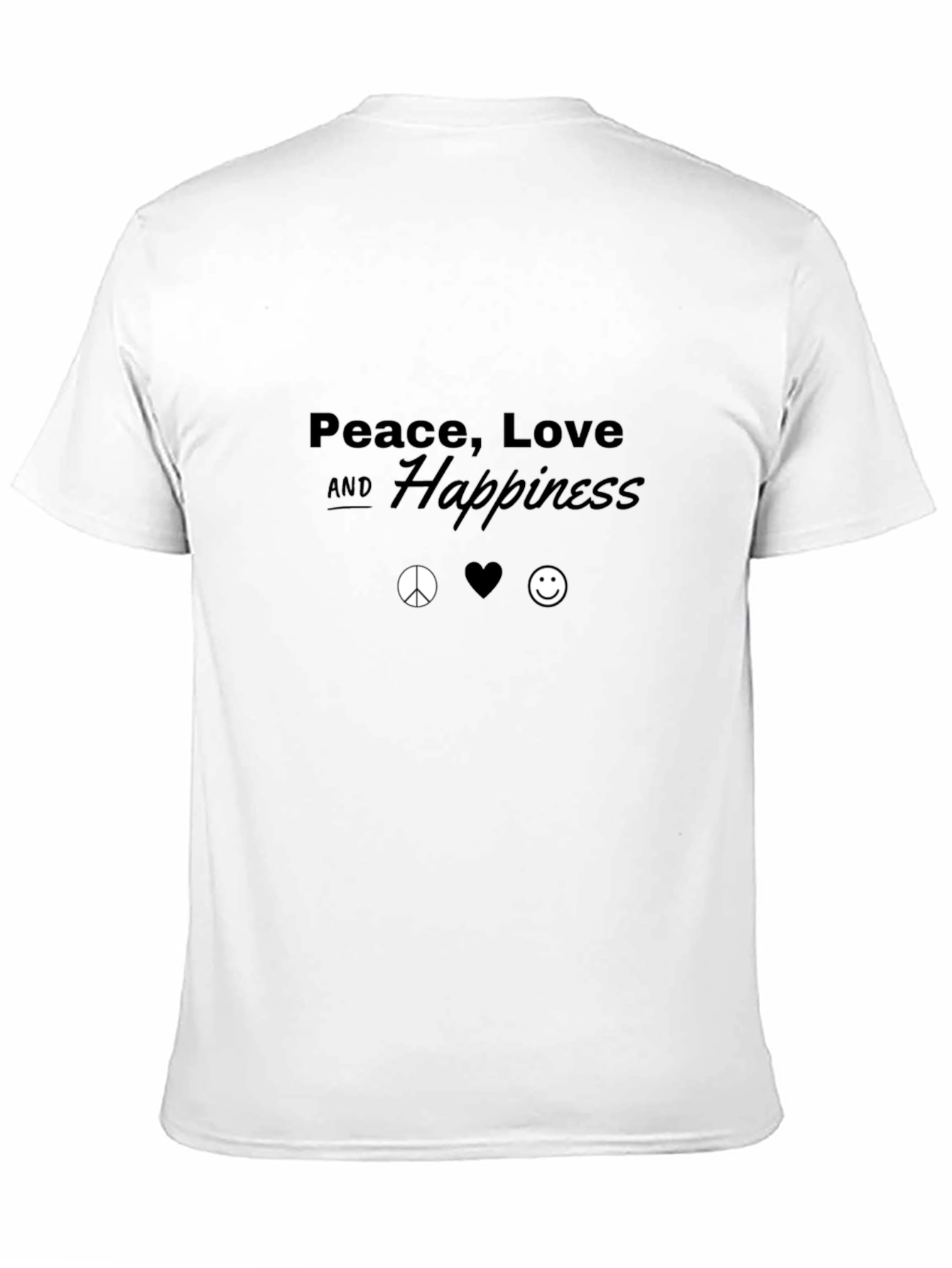 Peace Love Happiness Black Graphic T-Shirt