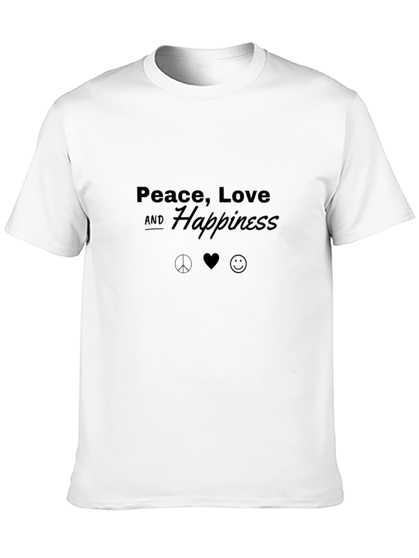 Peace Love Happiness Black Graphic T-Shirt