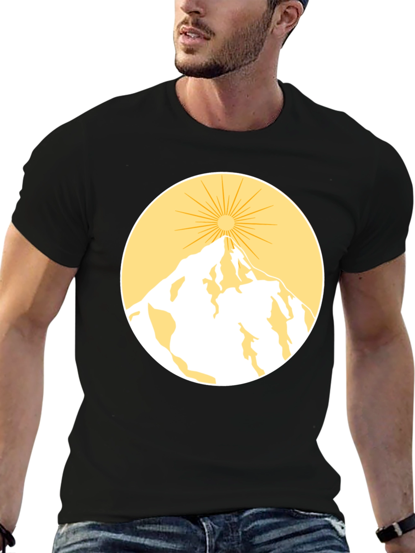 Mountain Sun Graphic Tee - Black Cotton Blend