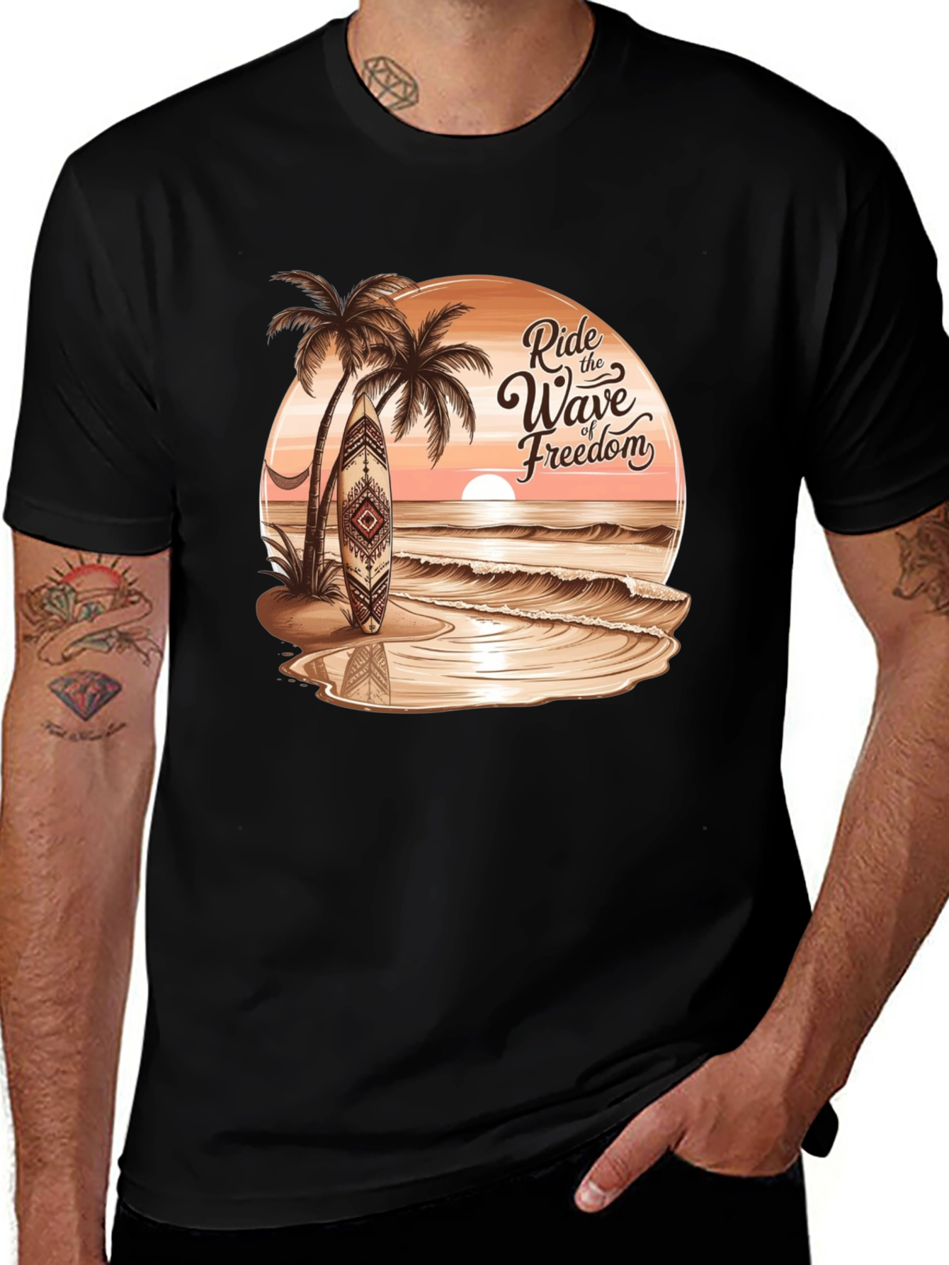 Ride the Wave Freedom Black T-Shirt
