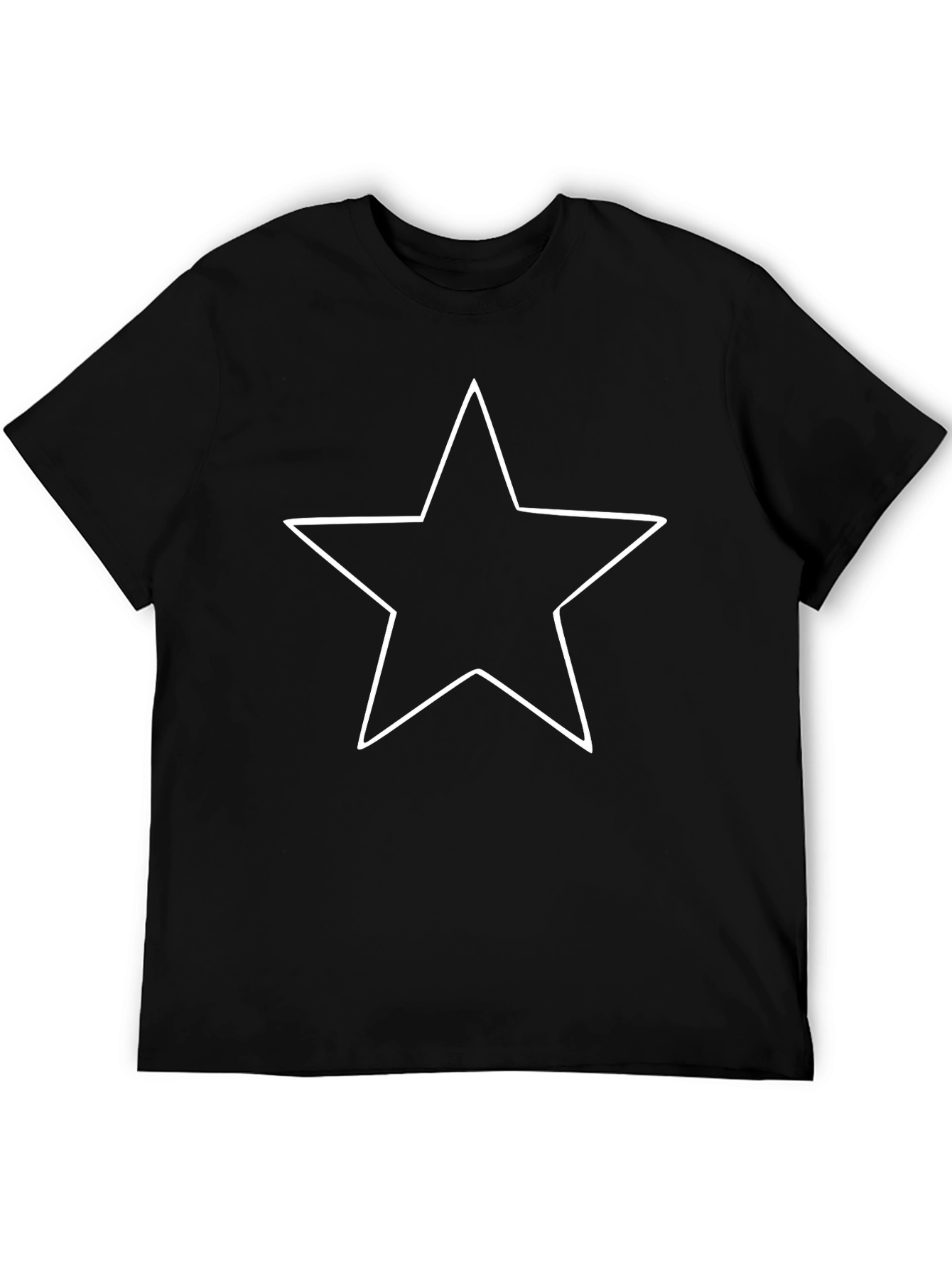 Black Star Outline T-Shirt - Casual Graphic Tee