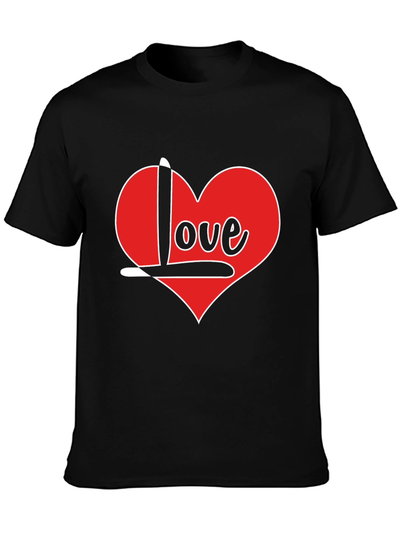 Love Heart T-Shirt - Black Crew Neck Tee