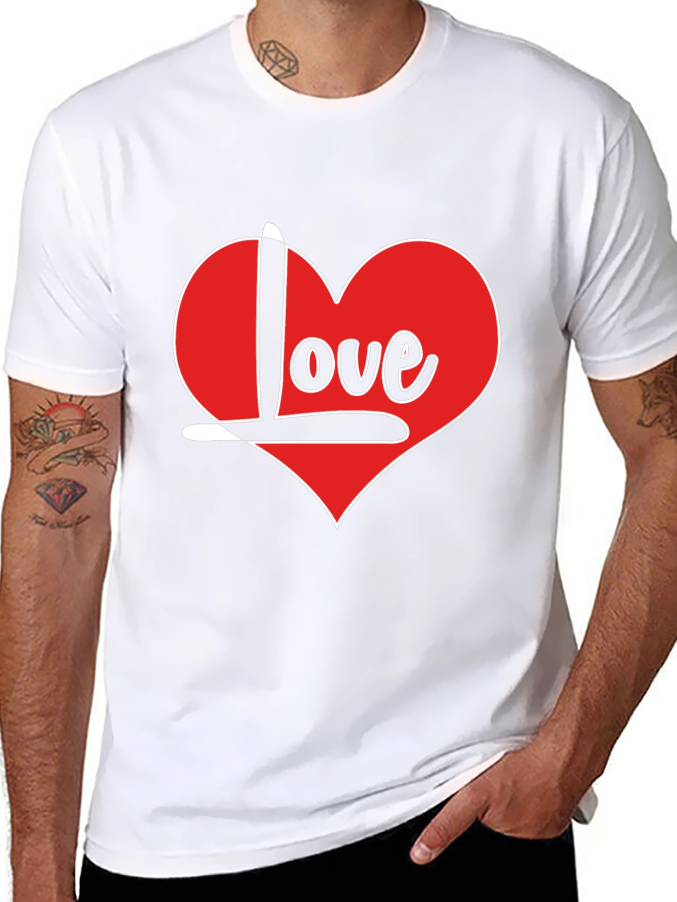 Love Heart T-Shirt - Black Crew Neck Tee