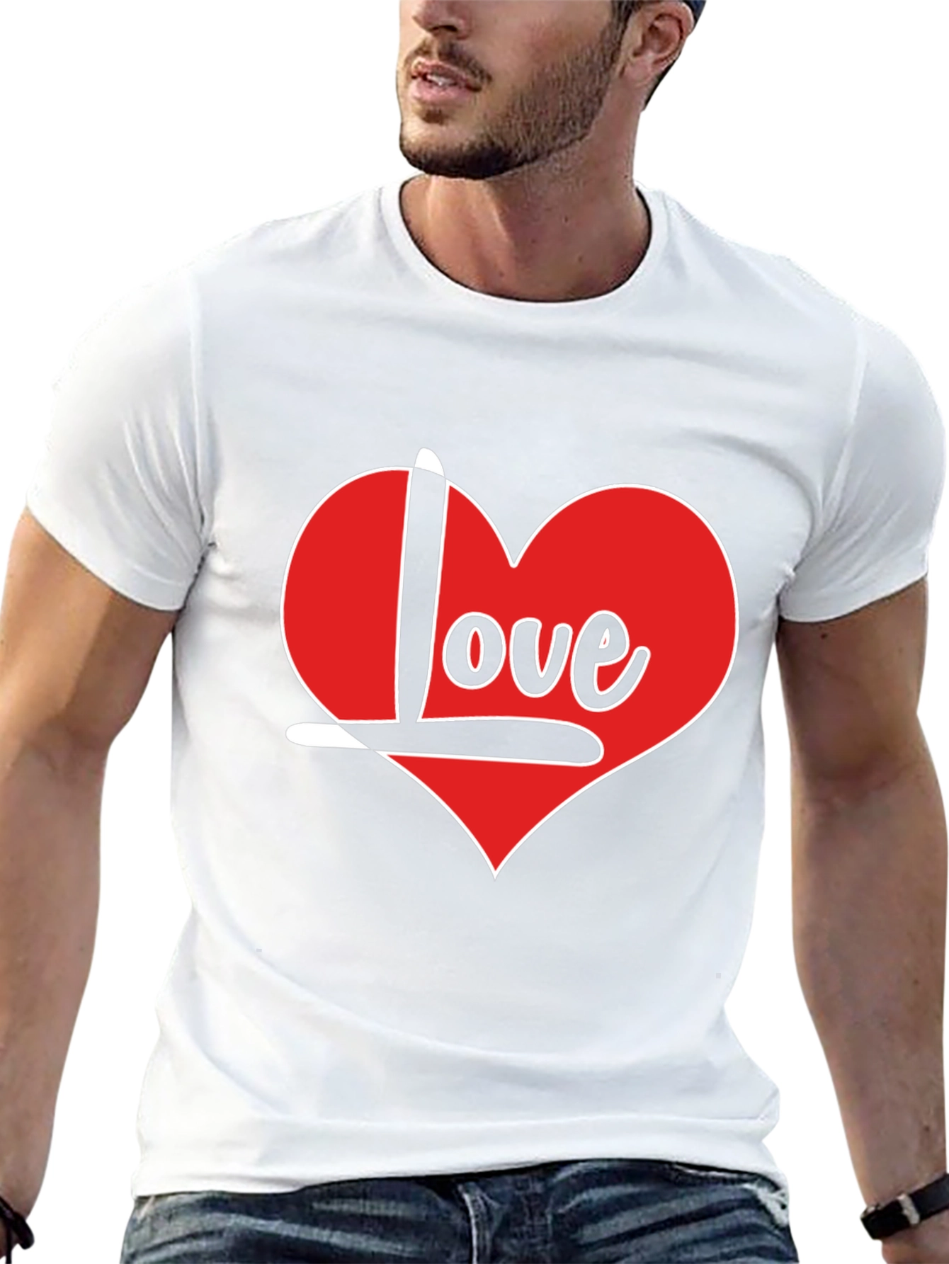 Love Heart T-Shirt - Black Crew Neck Tee