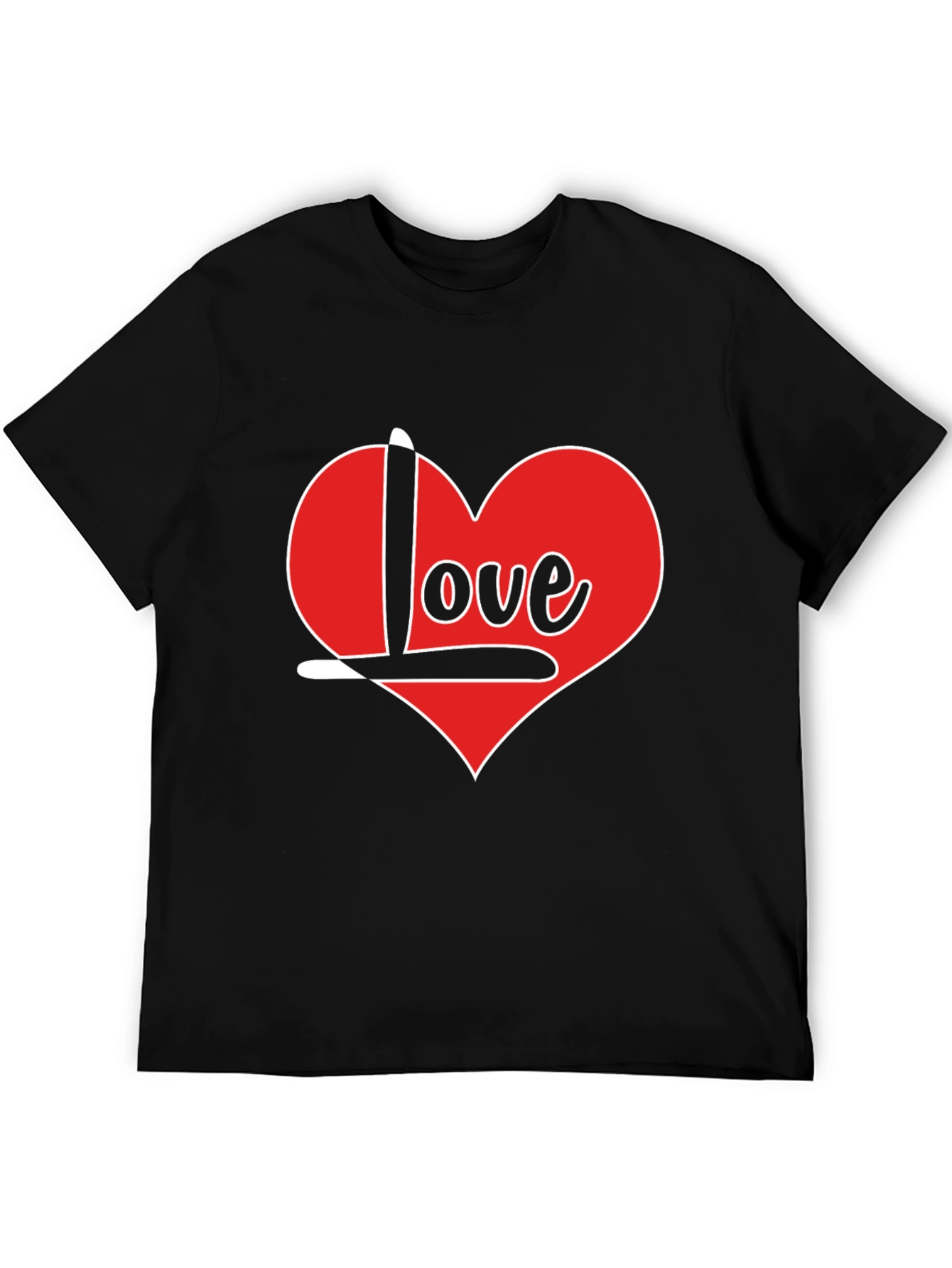 Love Heart T-Shirt - Black Crew Neck Tee