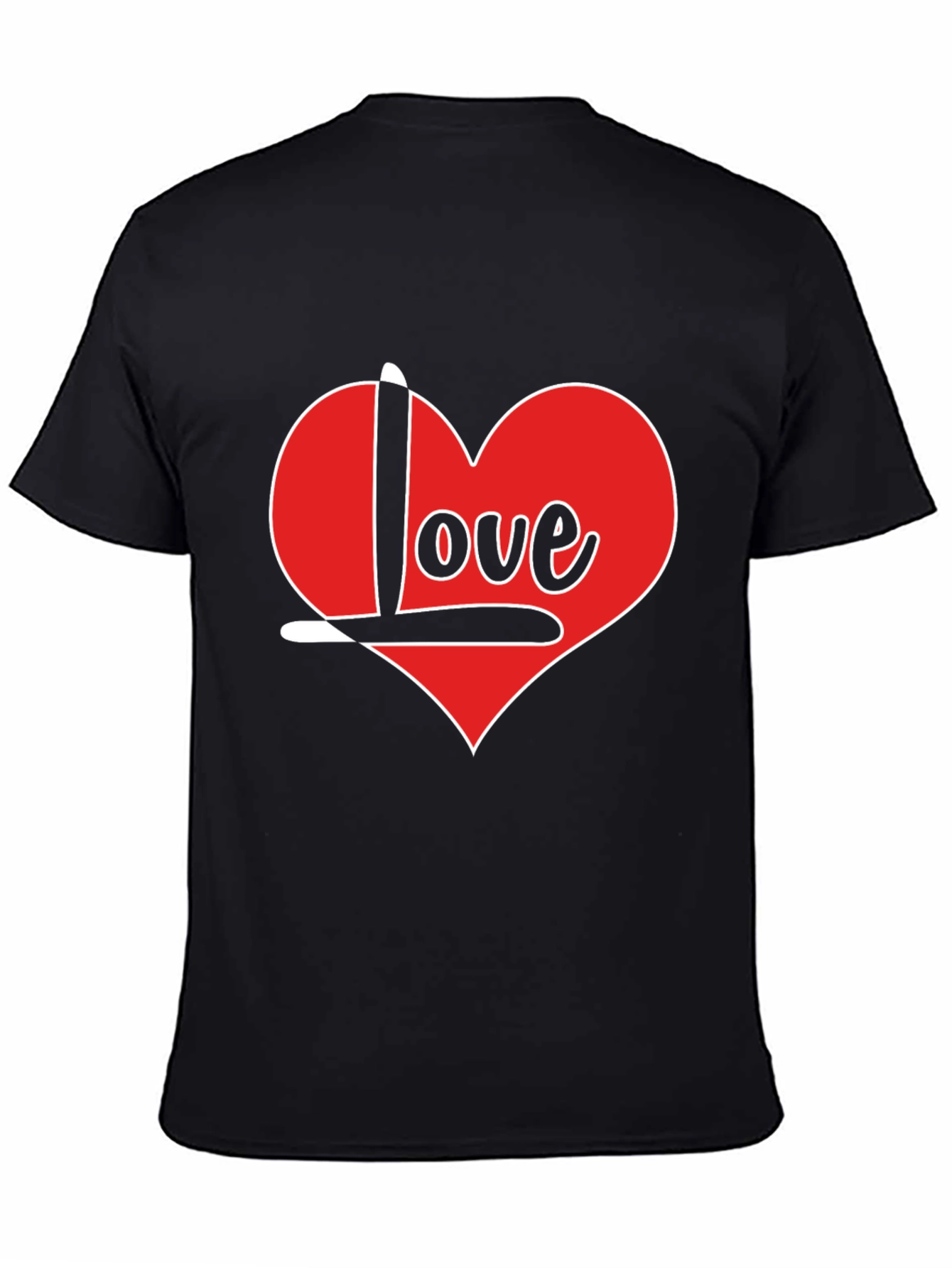 Love Heart T-Shirt - Black Crew Neck Tee