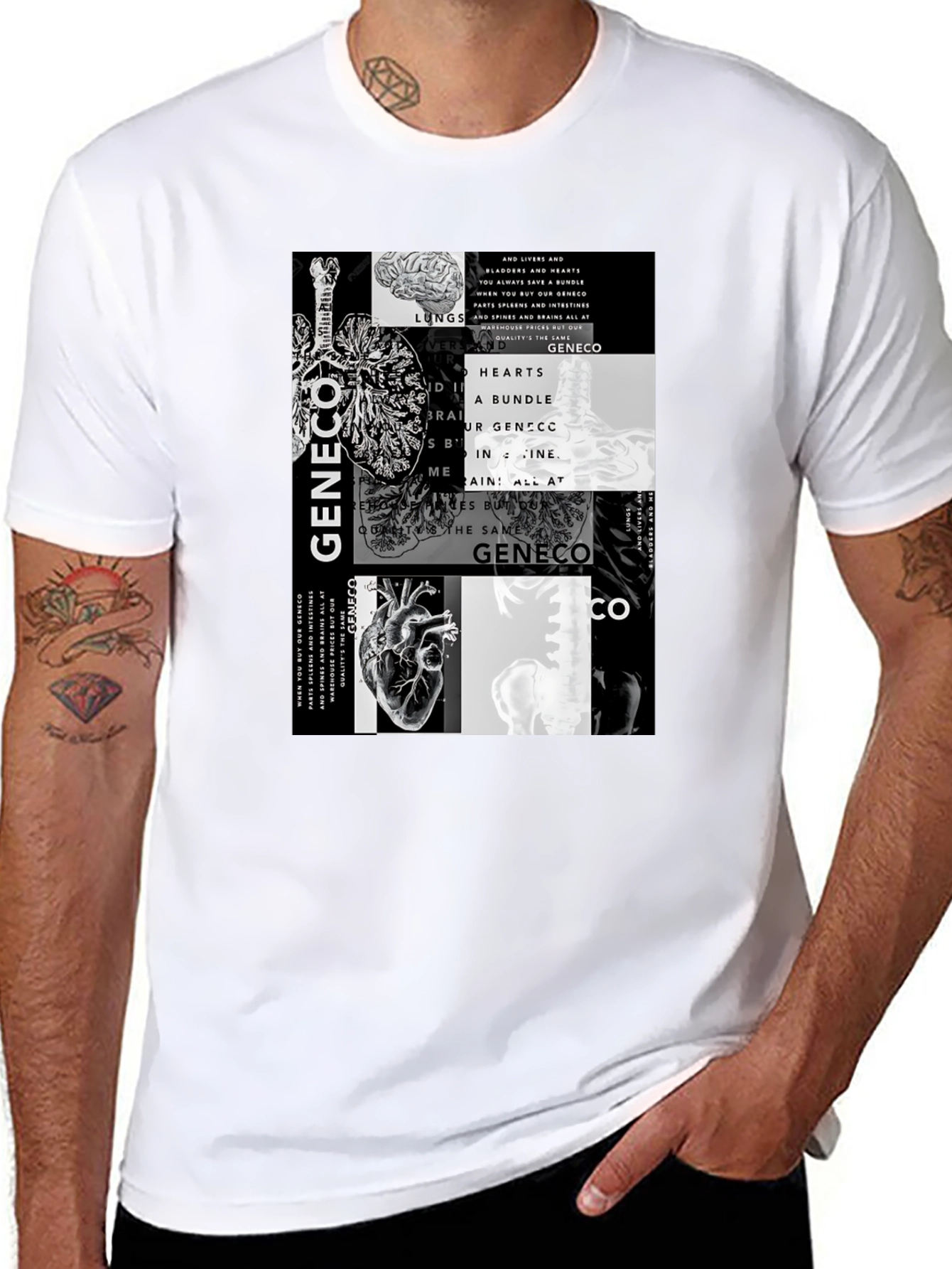 Anatomy T-Shirt - Lungs Brain & Hearts Graphic Tee