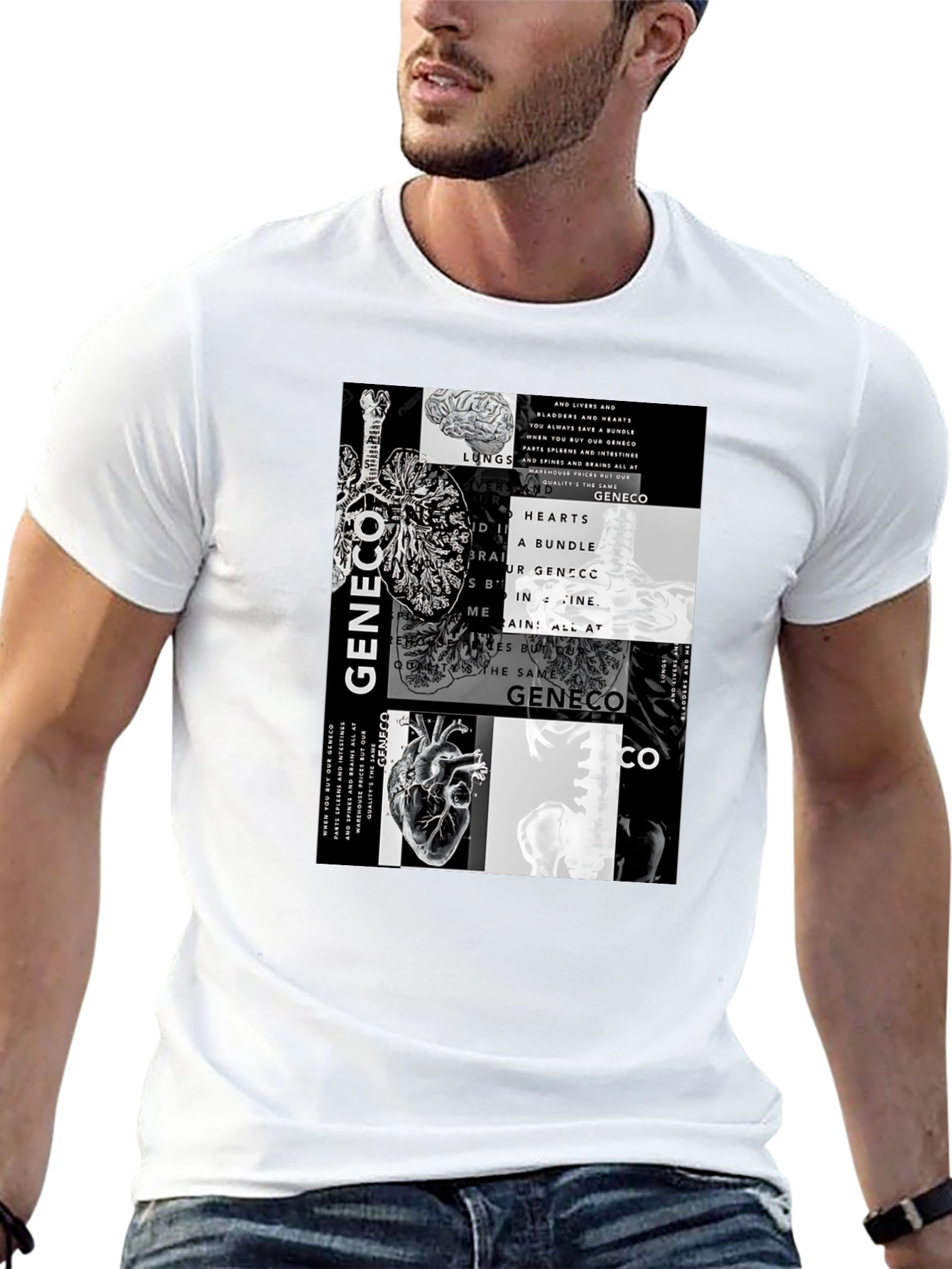 Anatomy T-Shirt - Lungs Brain & Hearts Graphic Tee