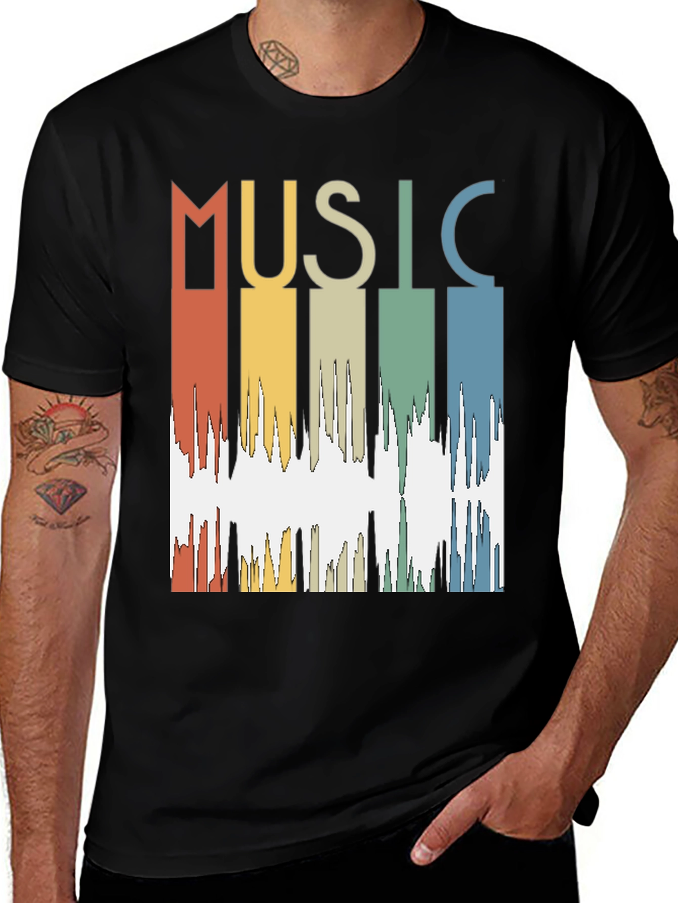 Retro Music Waveform Graphic Tee