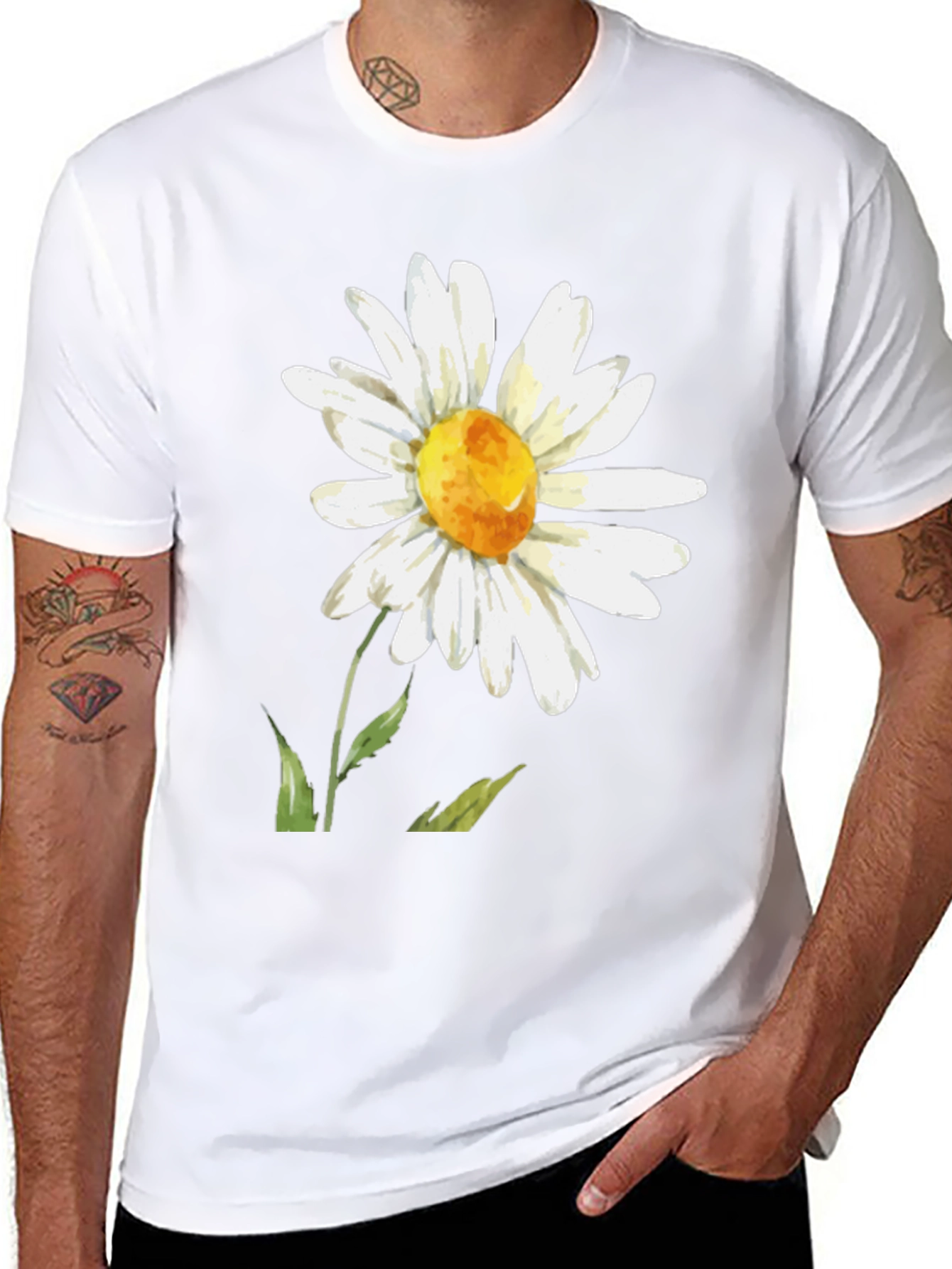 Daisy Flower Graphic T-Shirt - Black